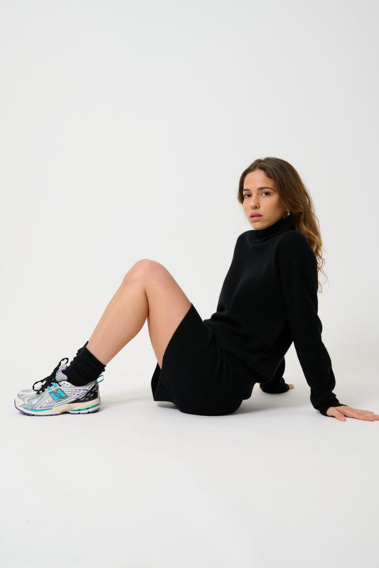 ROXANE black turtleneck sweater 100% cashmere