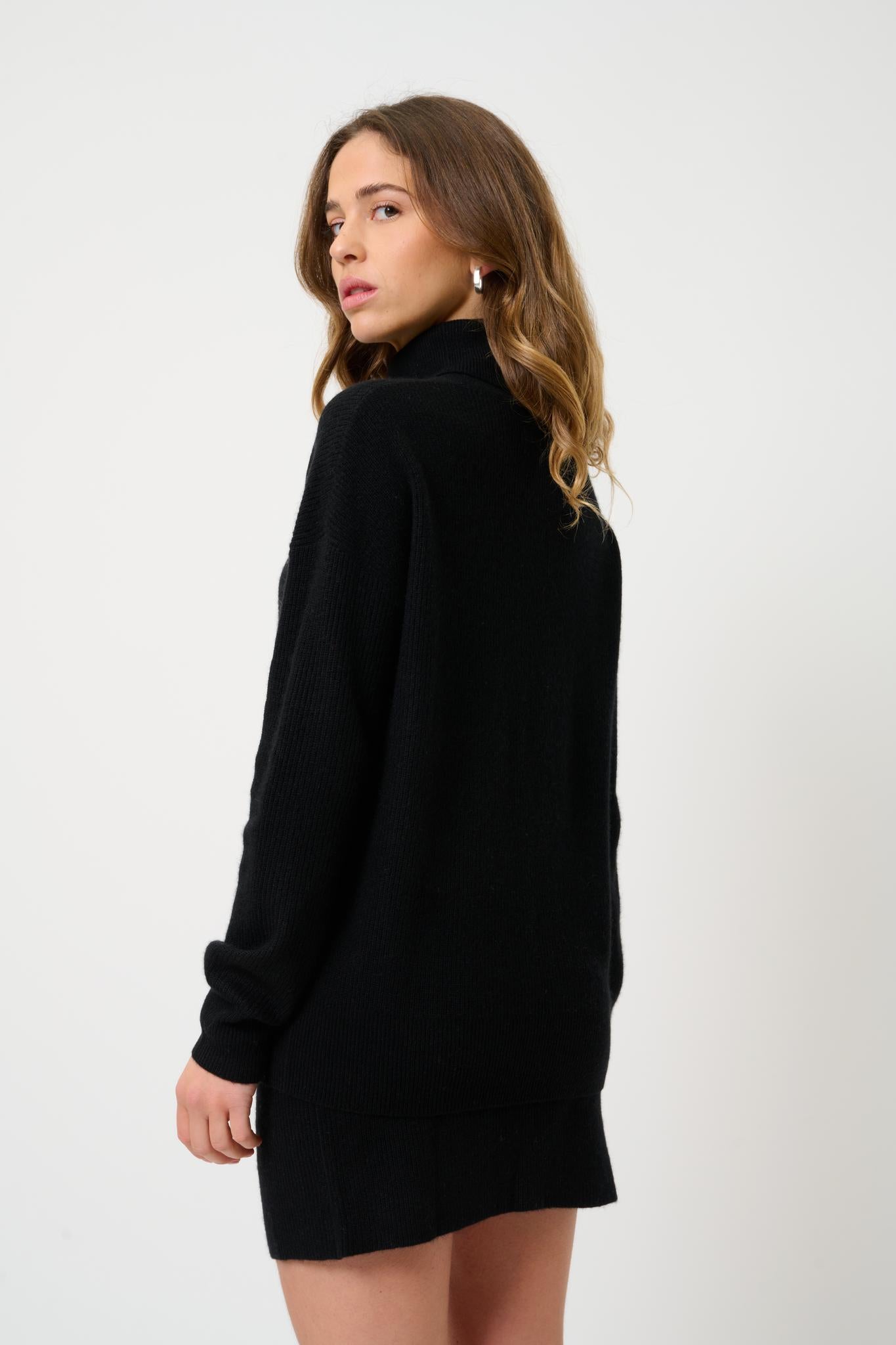 ROXANE Rollkragenpullover schwarz 100% Kaschmir