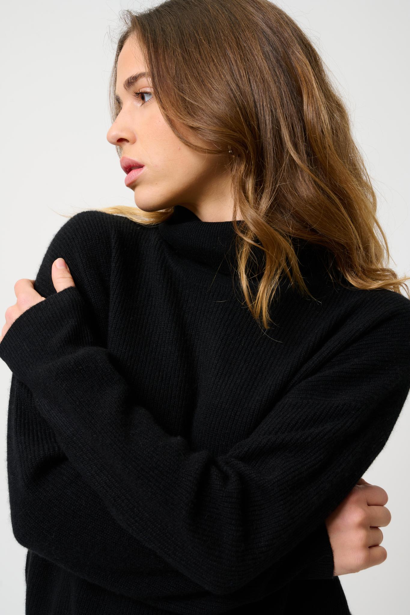 ROXANE Rollkragenpullover schwarz 100% Kaschmir