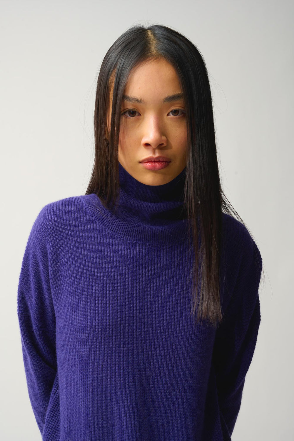 ROXANE turtleneck sweater purple 100% cashmere
