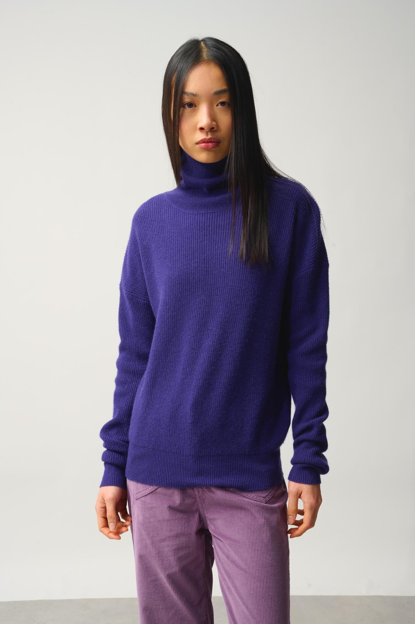 ROXANE turtleneck sweater purple 100% cashmere