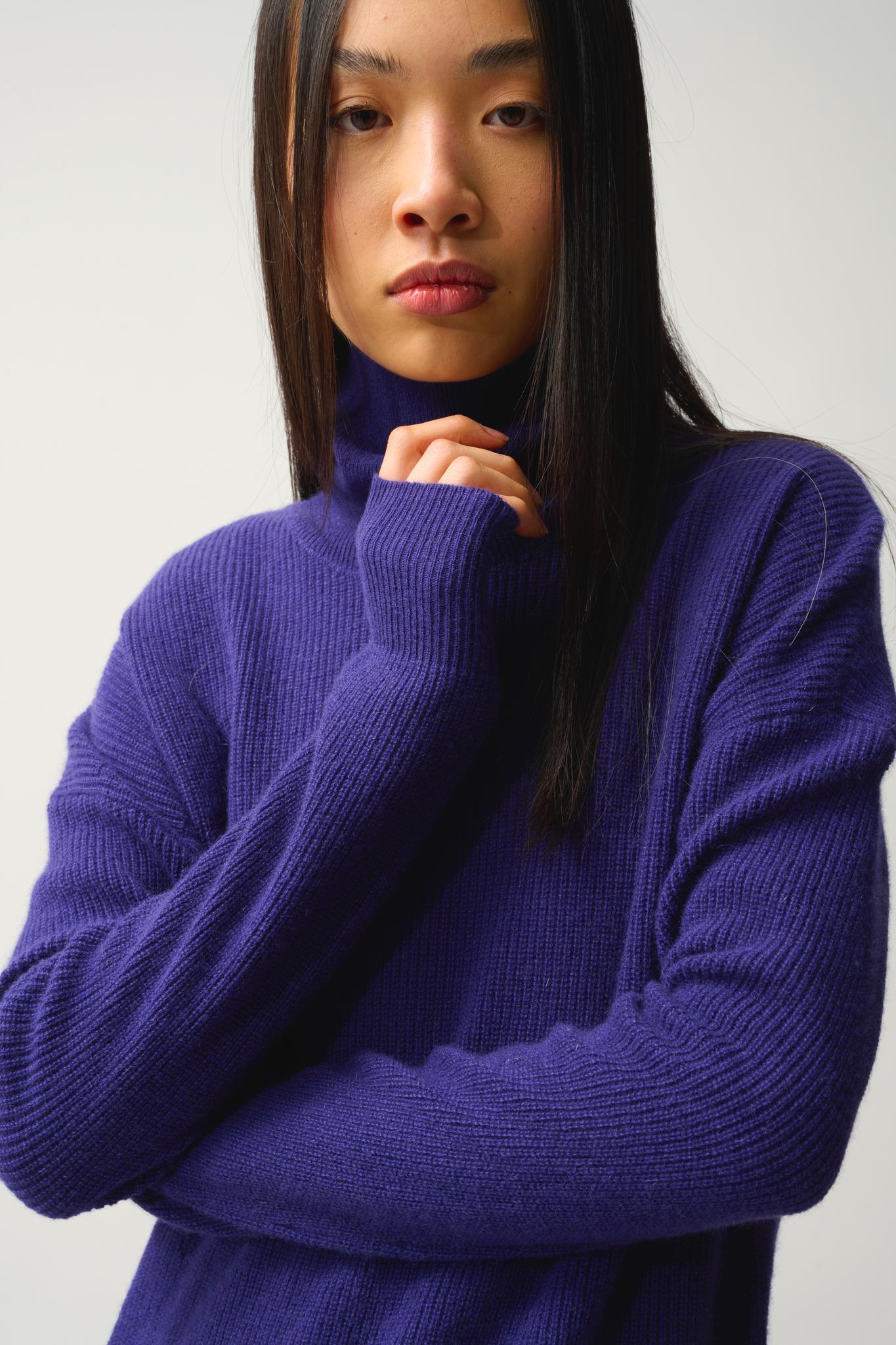ROXANE turtleneck sweater purple 100% cashmere