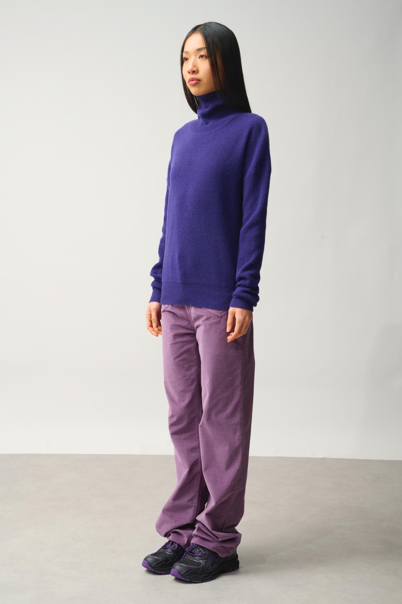 ROXANE turtleneck sweater purple 100% cashmere