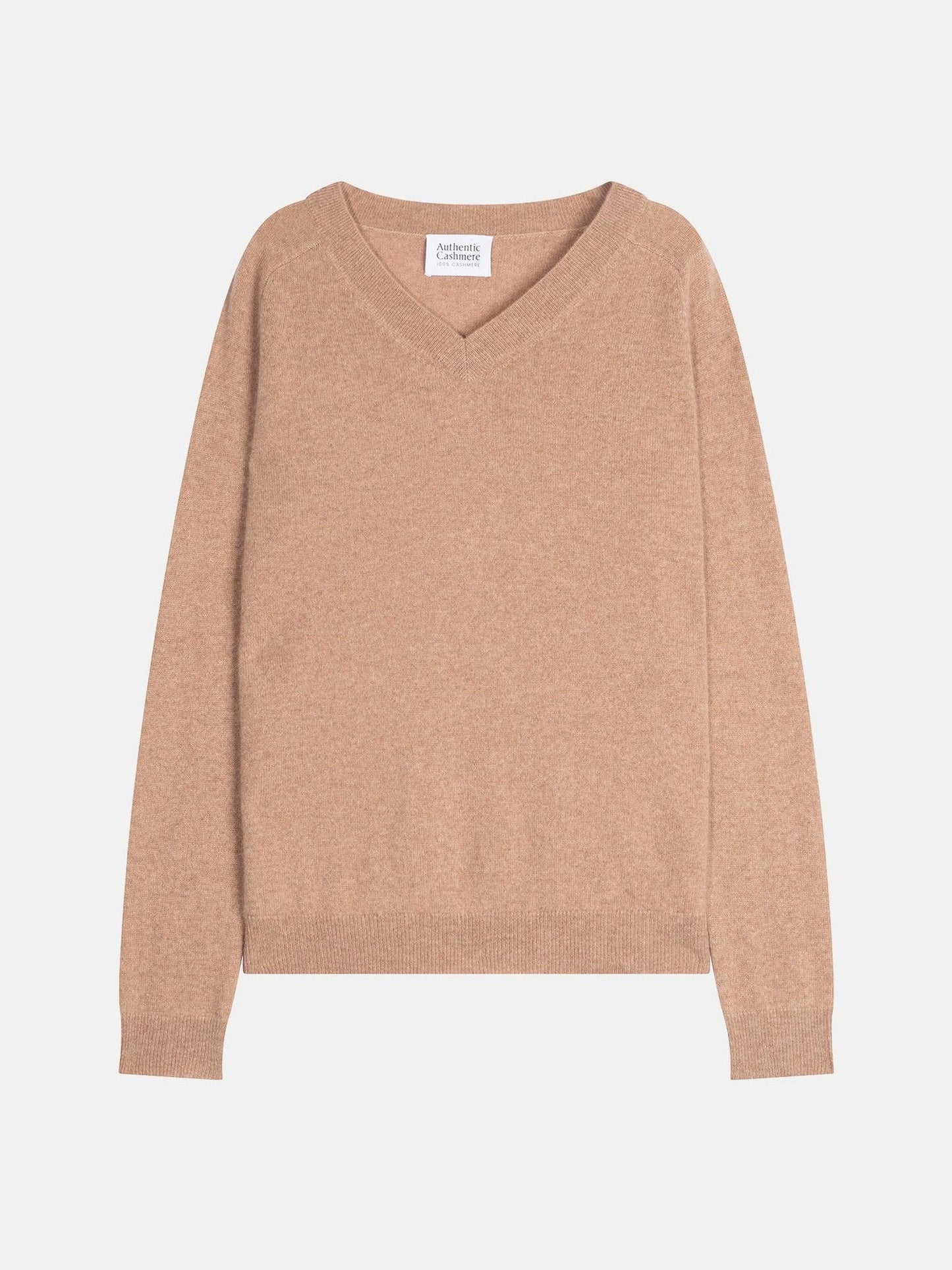 SAVANNAH v-neck sweater camel mottled 100% cashmere