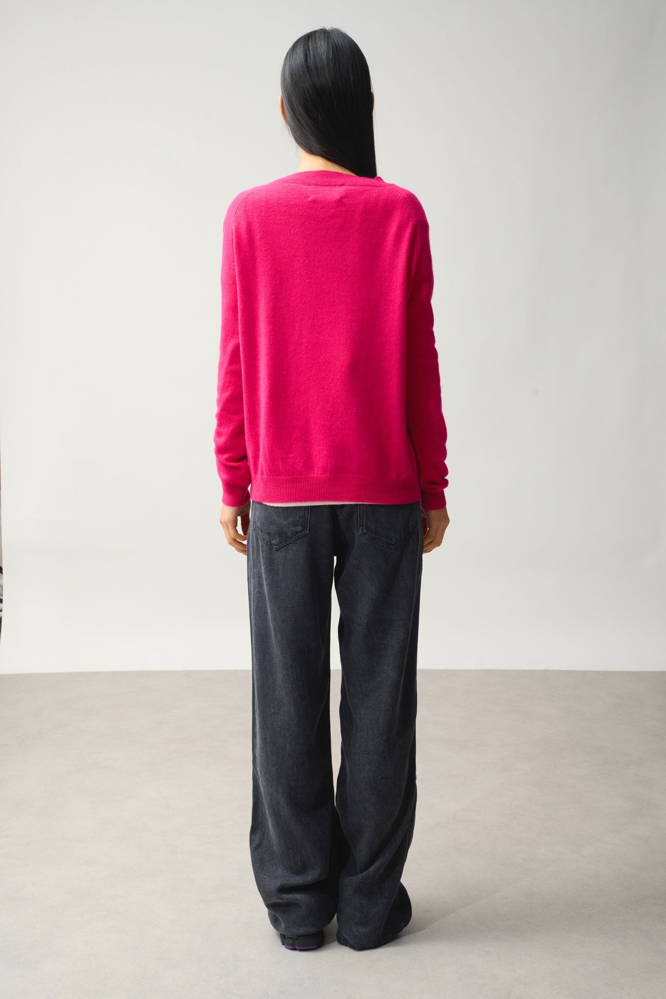 SAVANNAH Pullover mit V-Ausschnitt fuchsia 100% Kaschmir