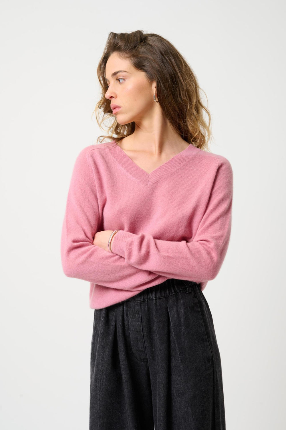 SAVANNAH petal v-neck sweater 100% cashmere