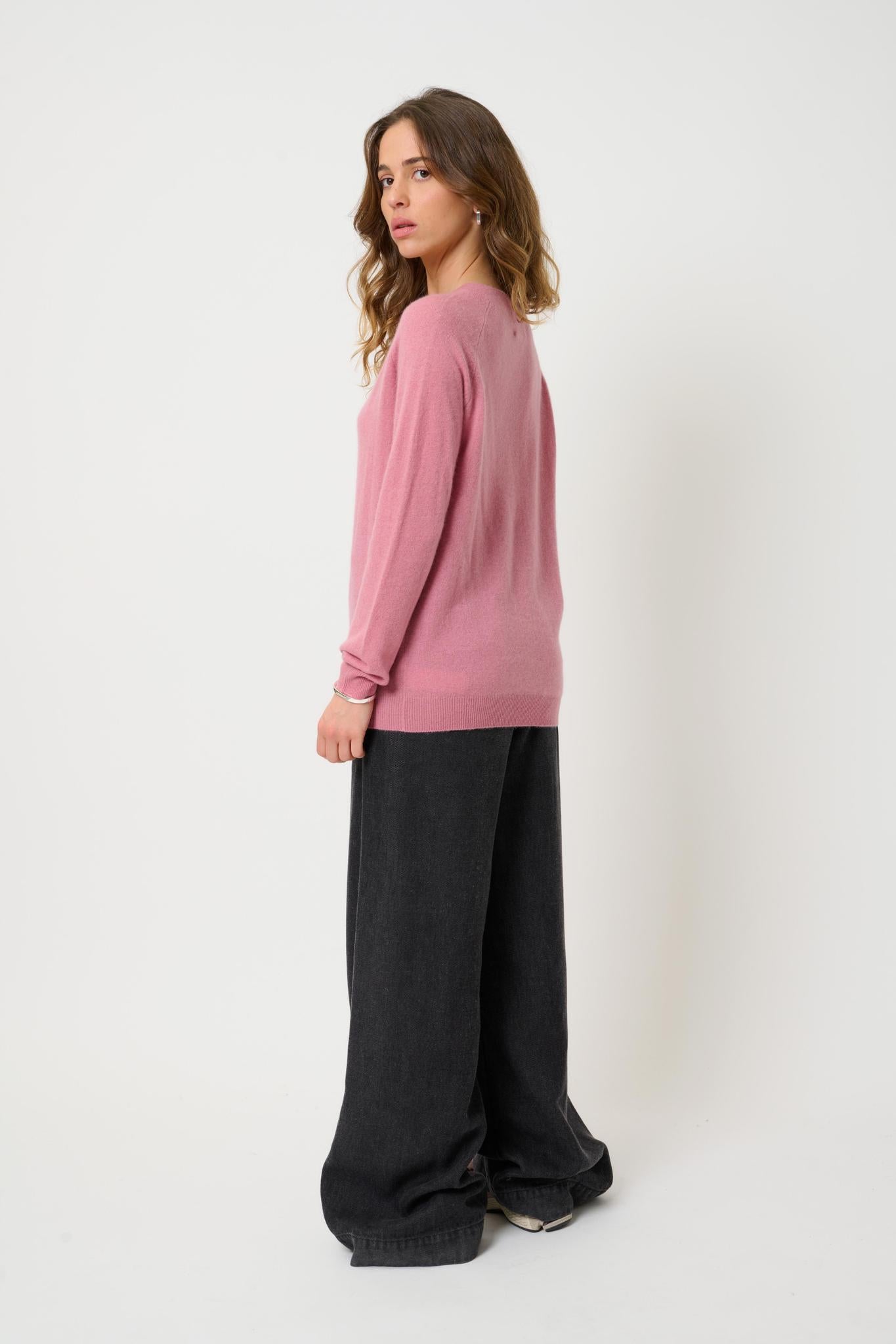 SAVANNAH petal v-neck sweater 100% cashmere