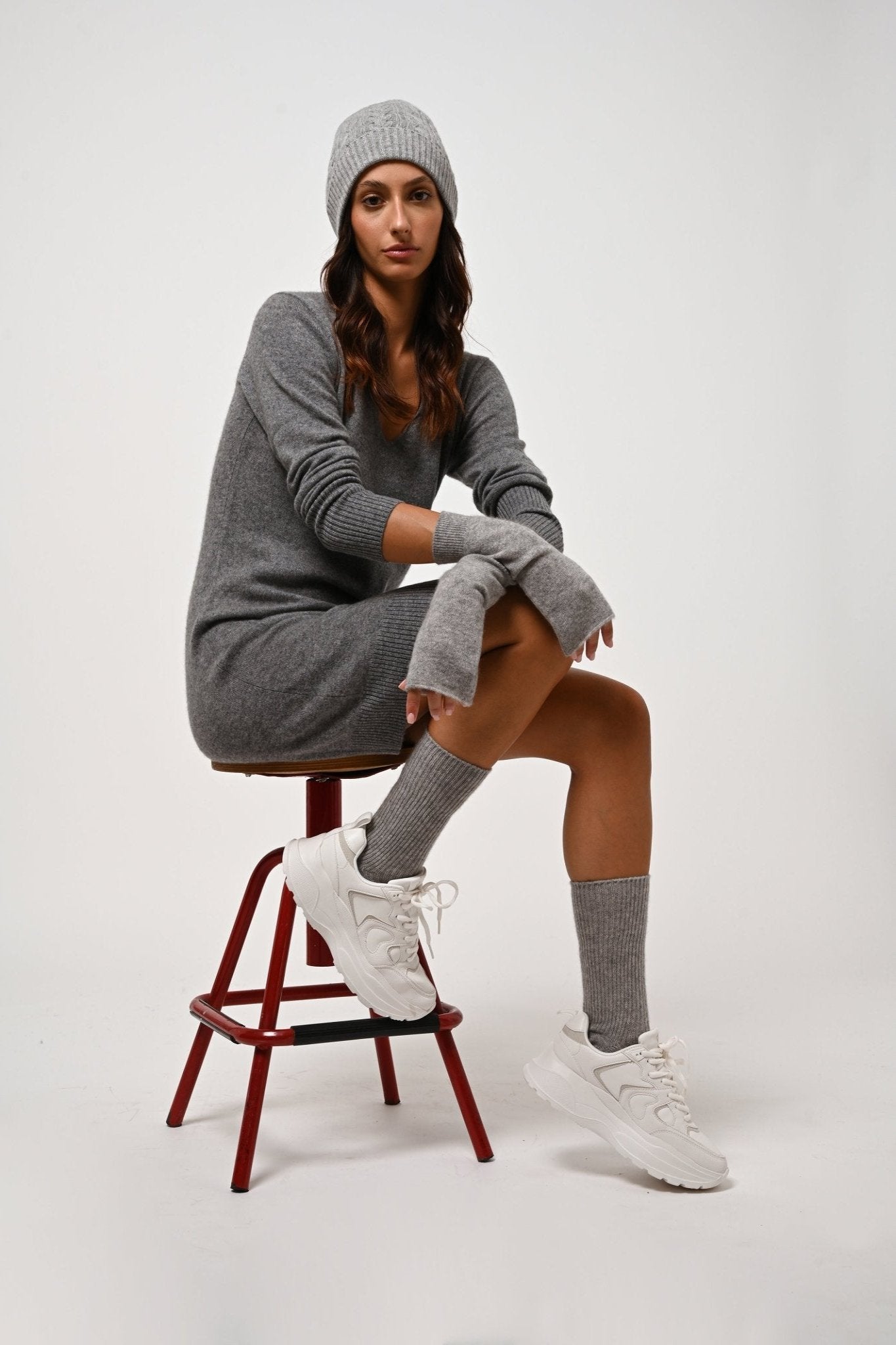 SCOTT 4-thread beanie cloud mottled 100% cashmere