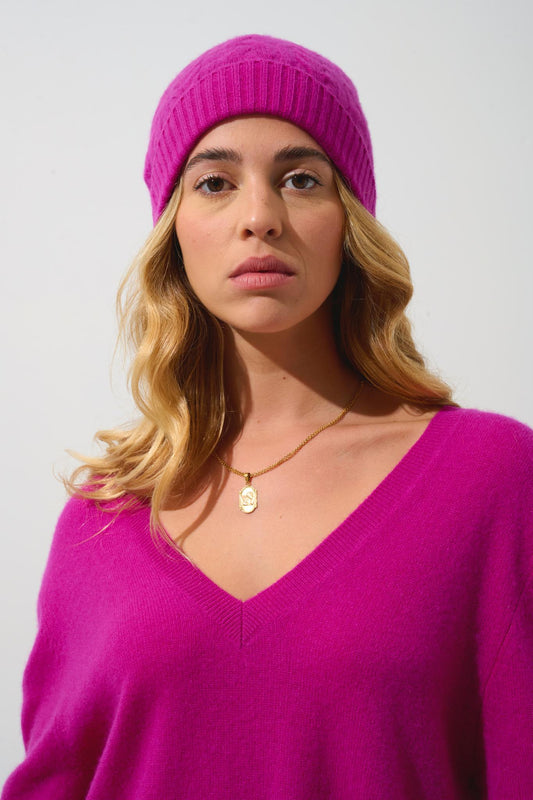 SCOTT beanie 4 threads violet 100% cashmere