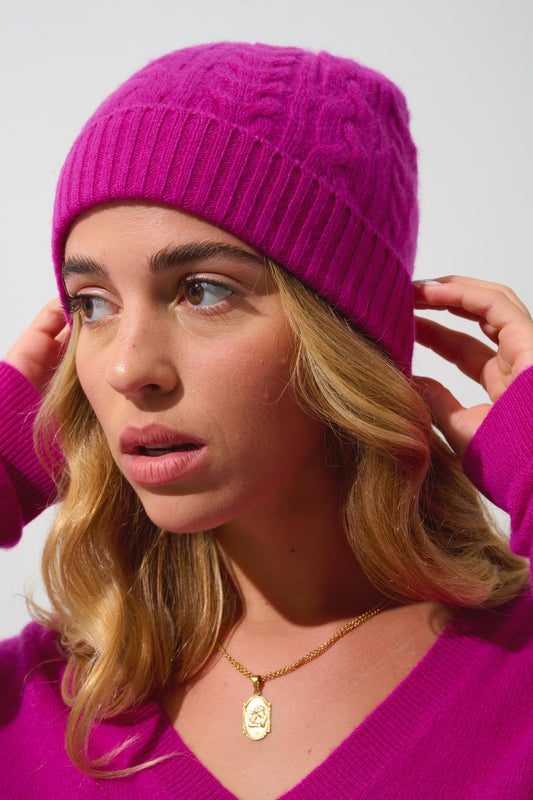 SCOTT beanie 4 threads violet 100% cashmere