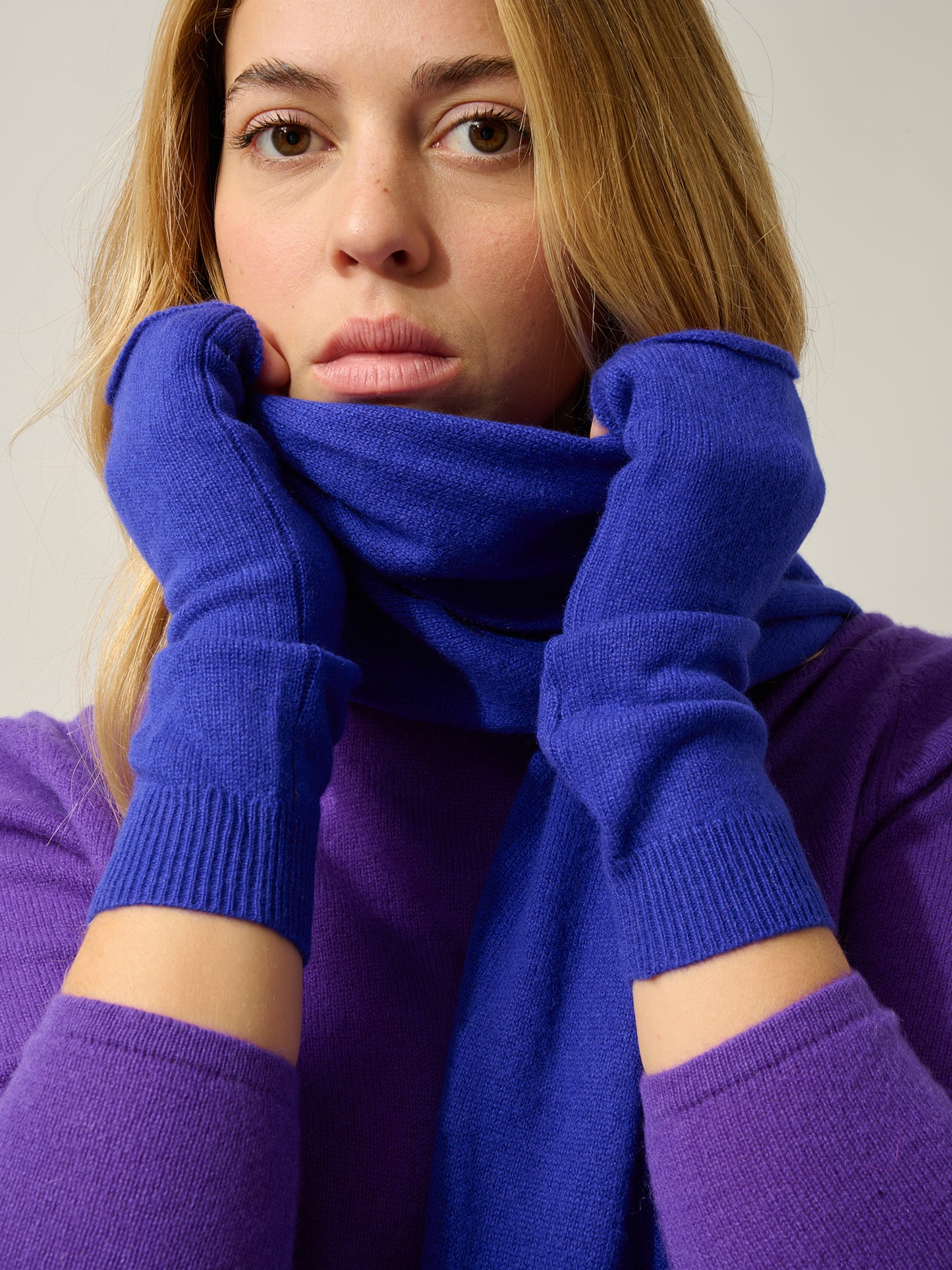 SERRE mitaines indigo 100% cachemire