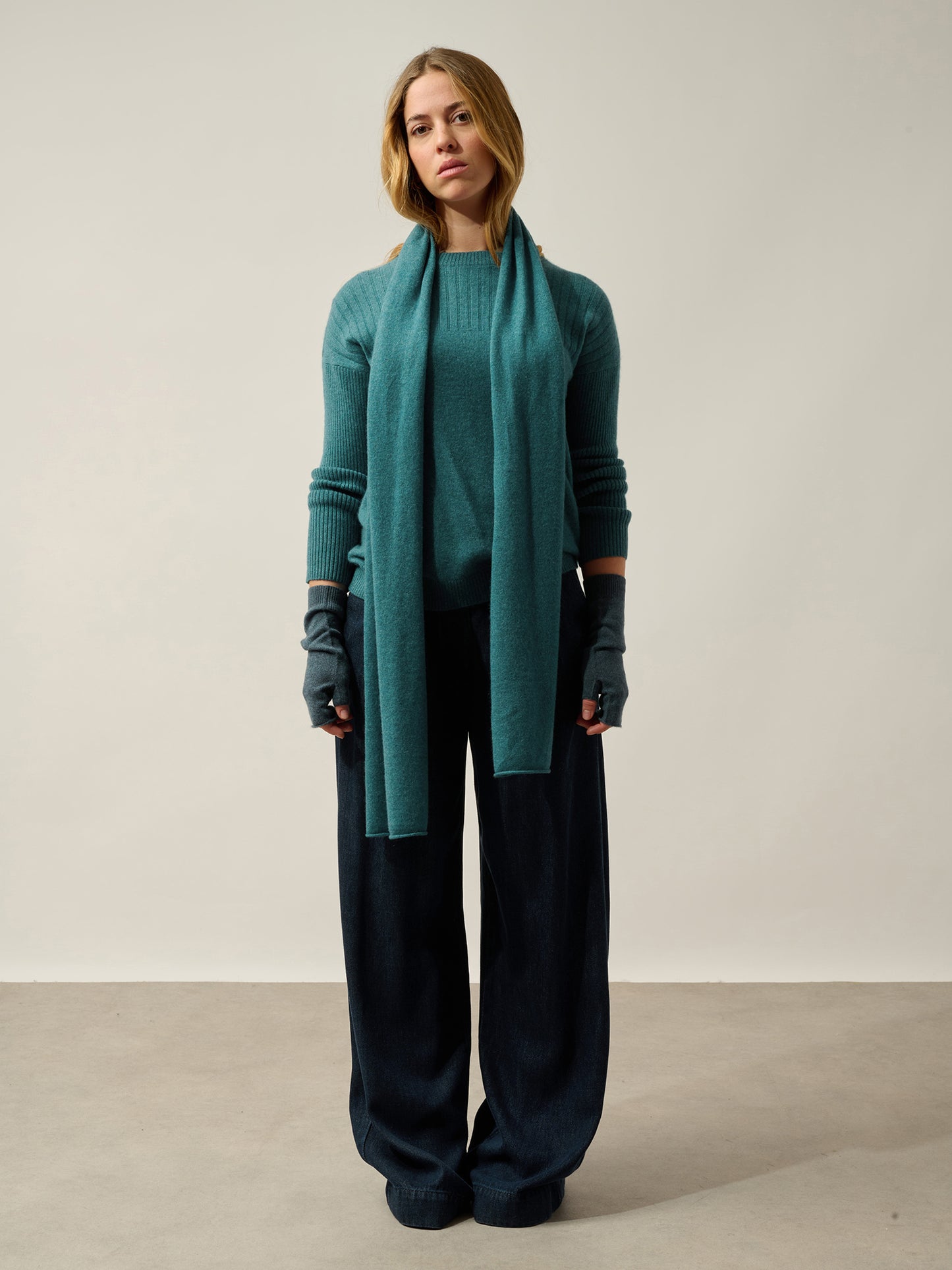 SERRE mitaines vert canard chiné 100% cachemire