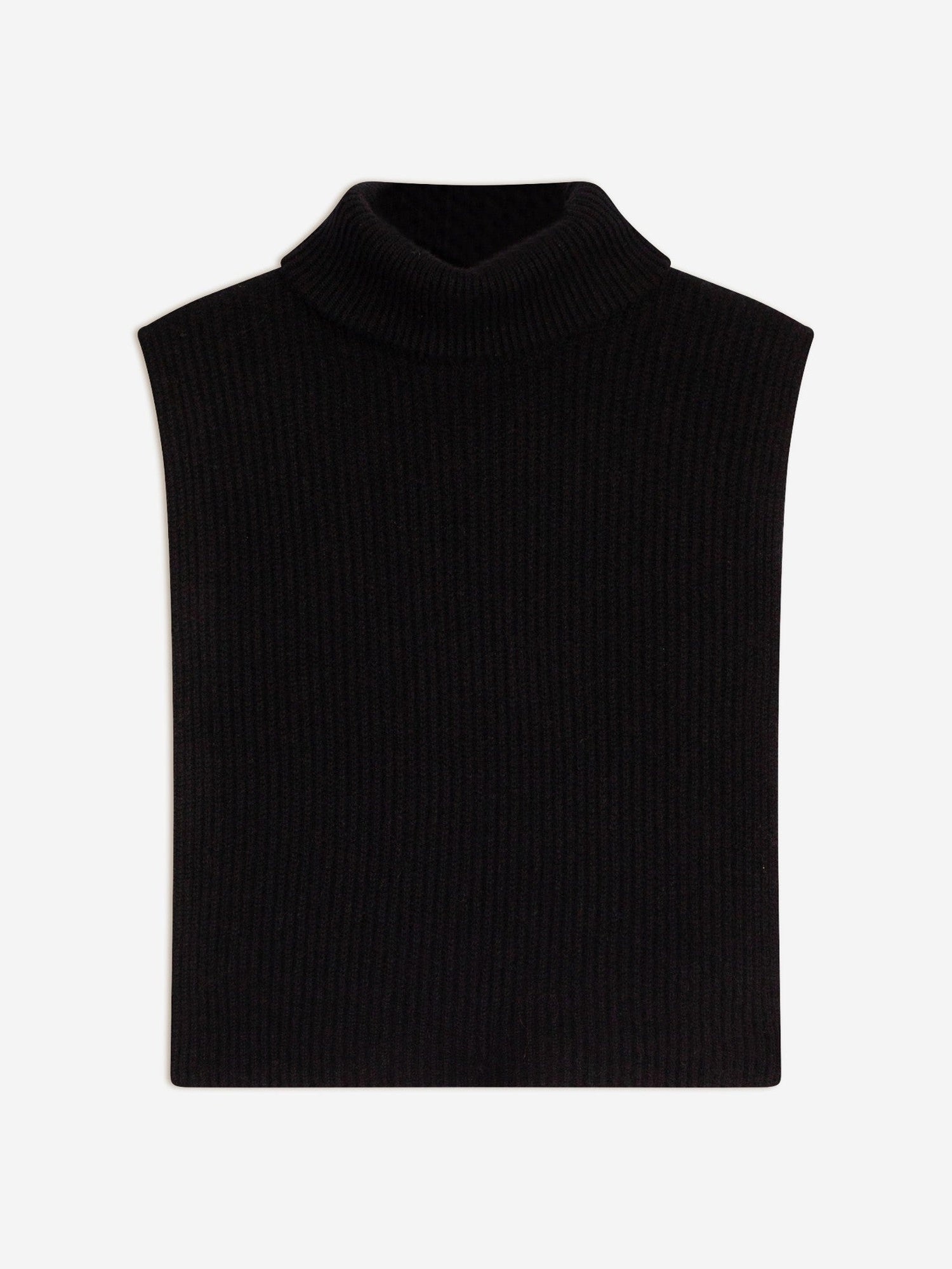 siv poncho ouvert col roulé 4 fils noir 100% cachemire