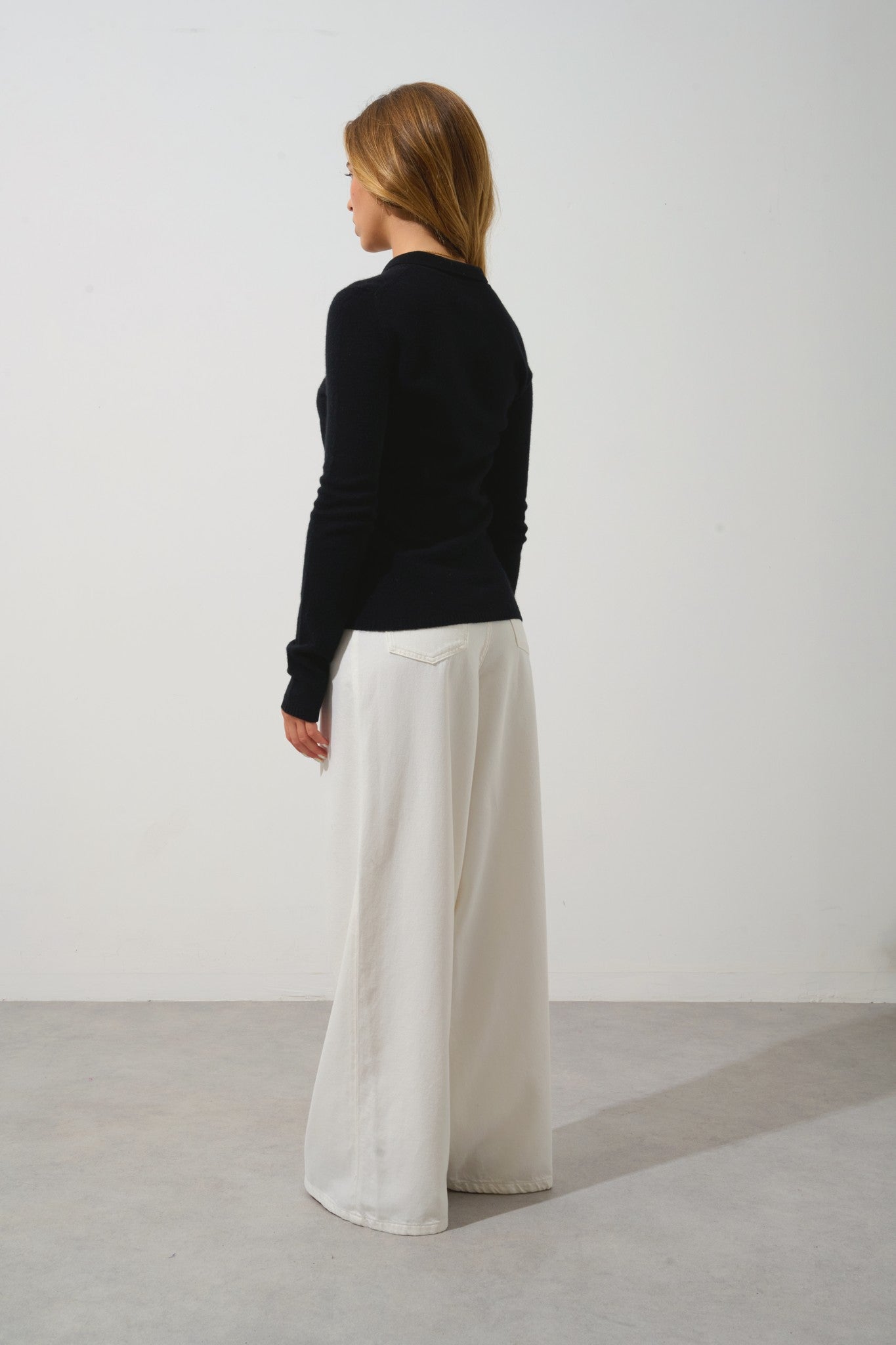 slieve polo manches longues noir 100% cachemire