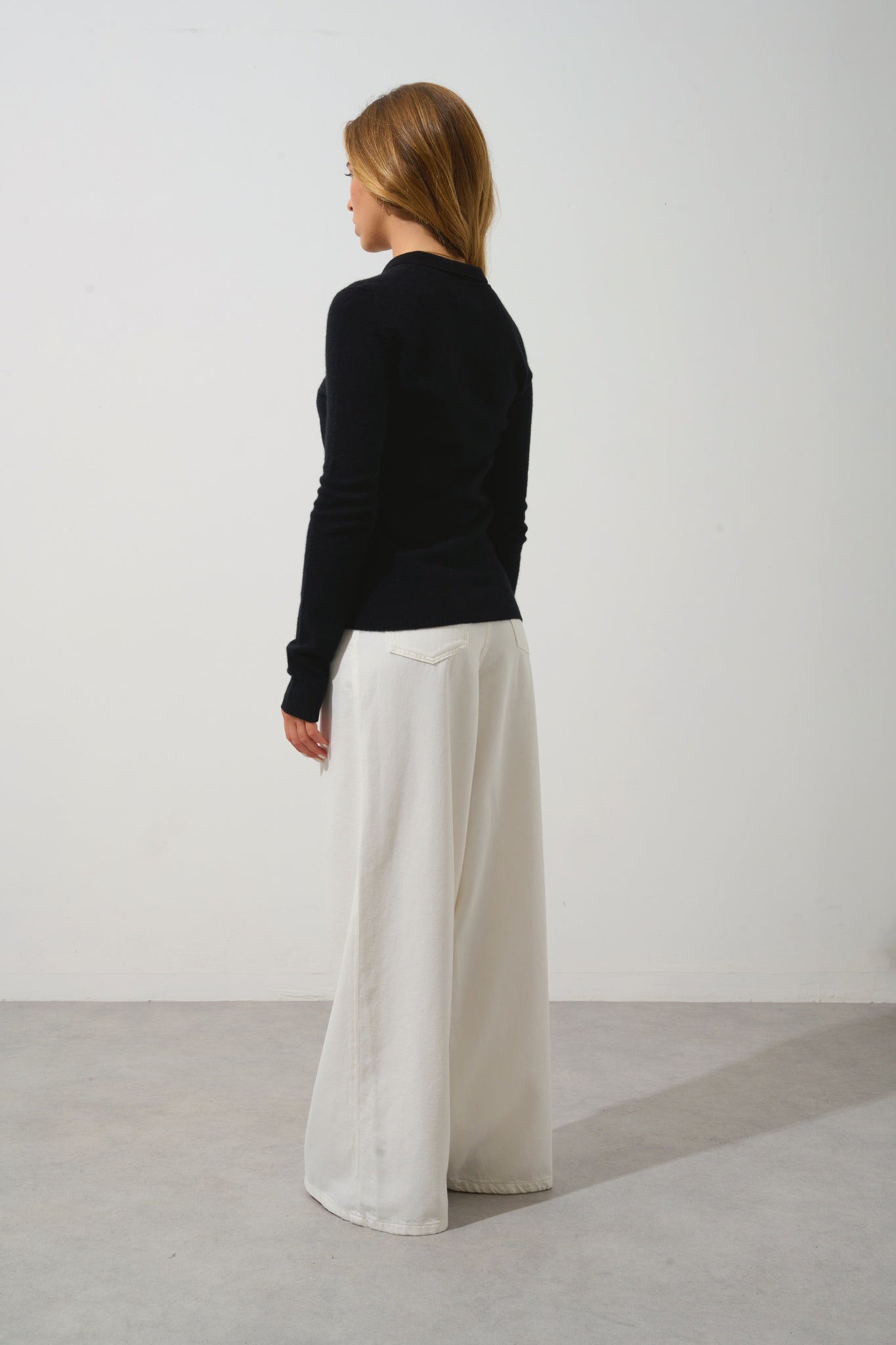 SLIEVE polo manches longues noir 100% cachemire