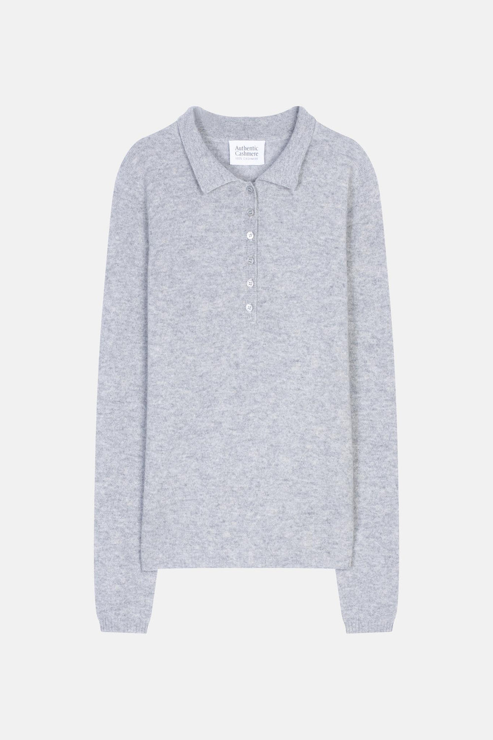 SLIEVE Langarm-Poloshirt in melierter Wolke 100 % Kaschmir