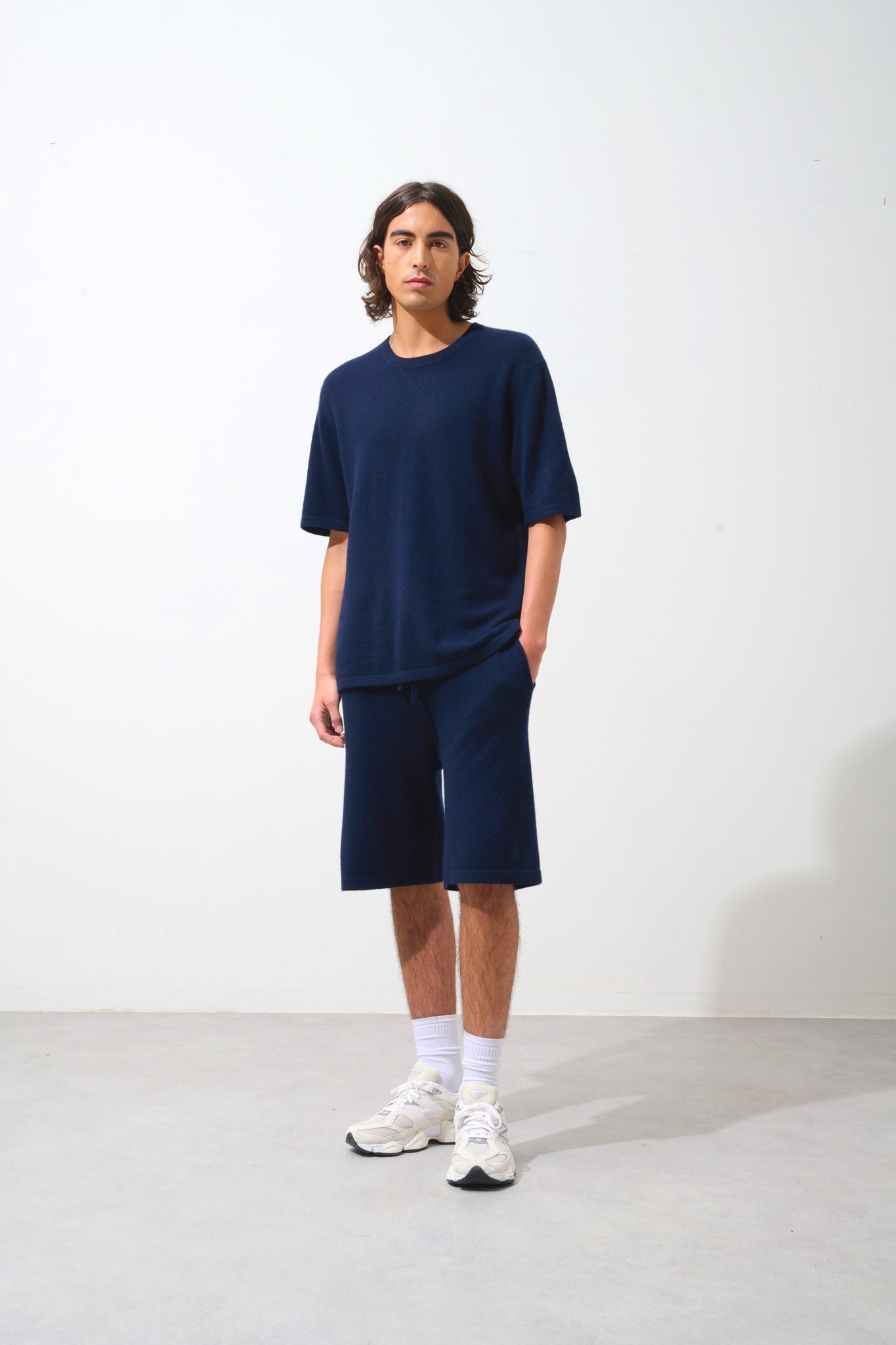 SOLINE short navy 100% cachemire