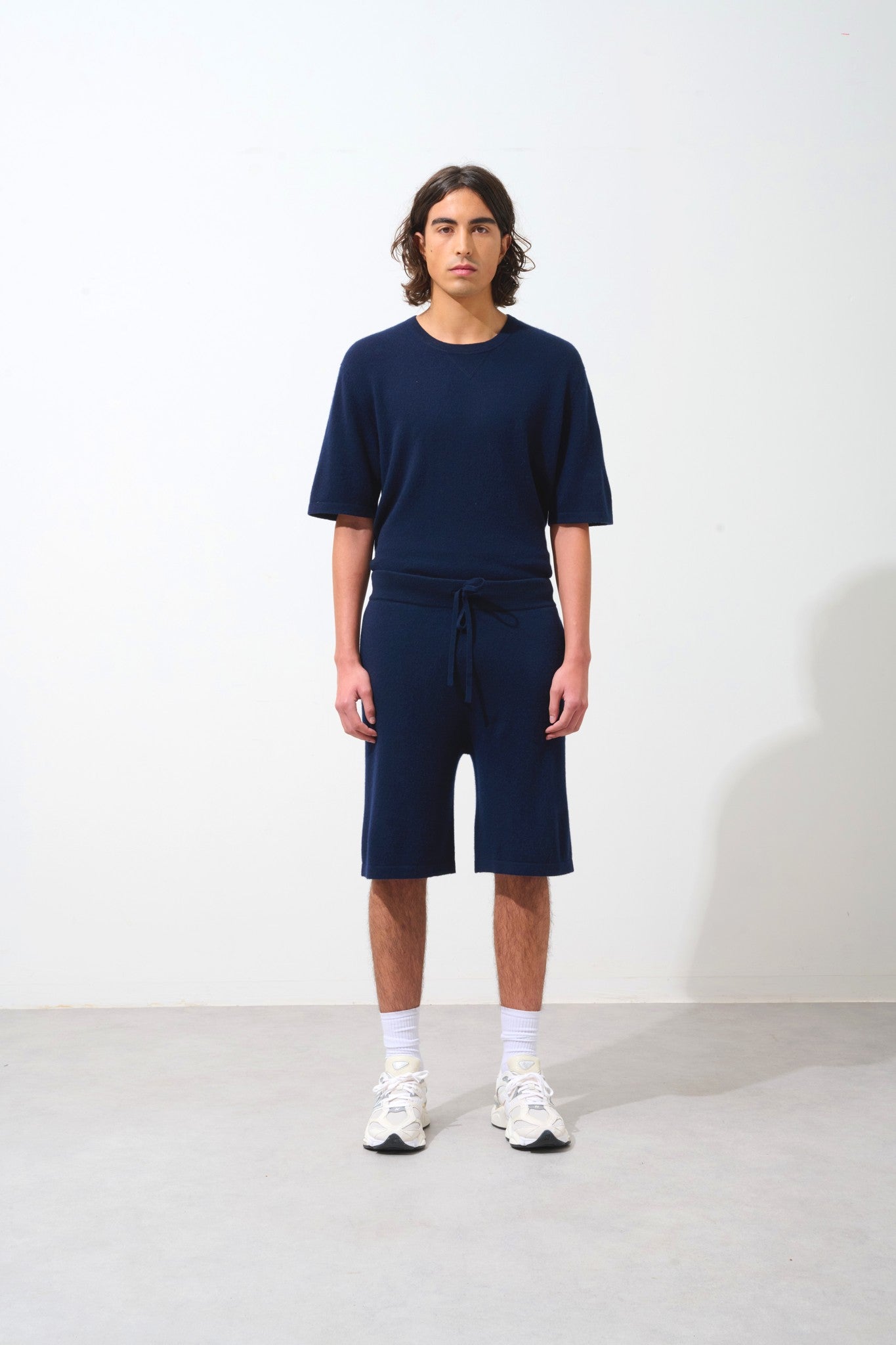 soline short navy 100% cachemire