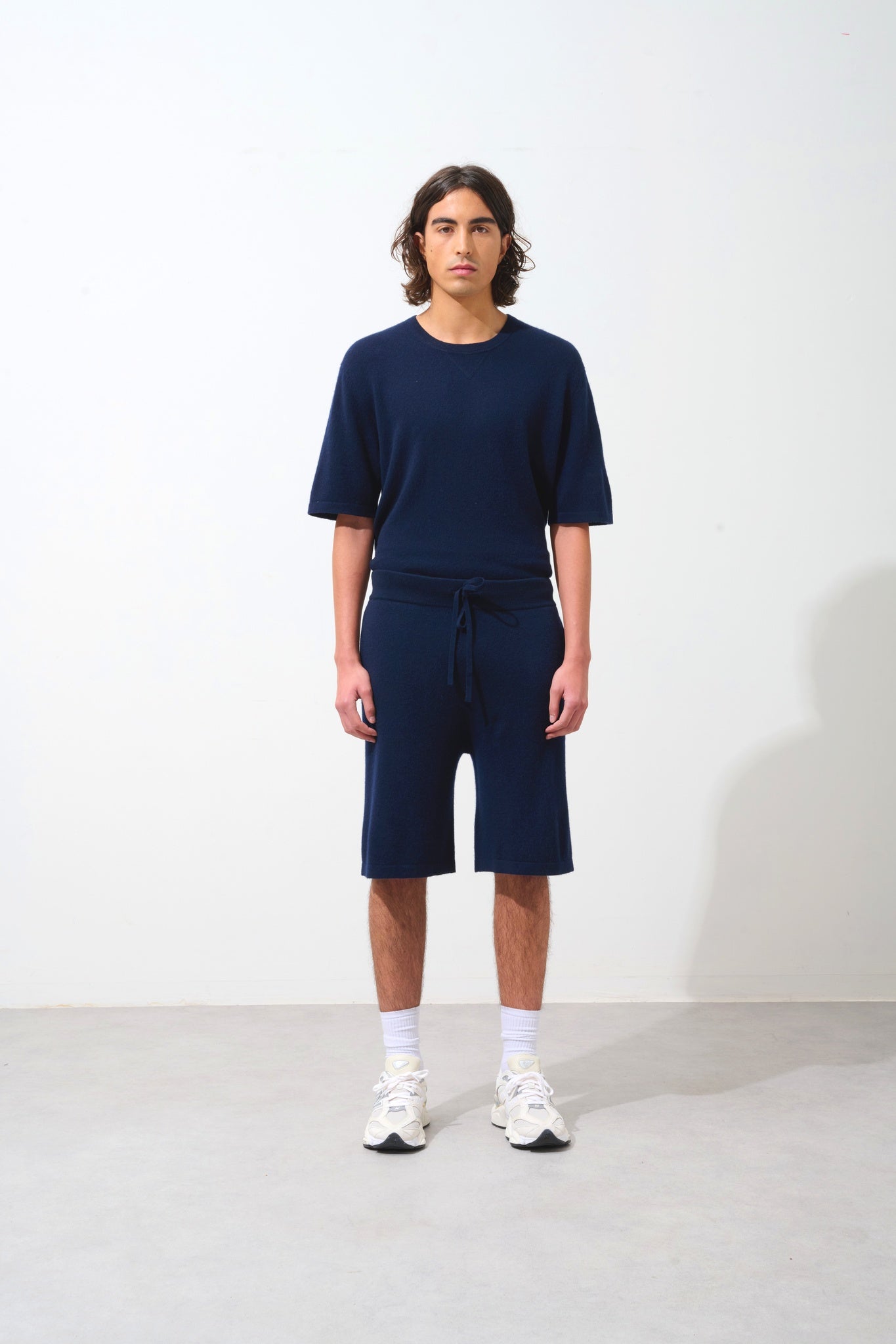 SOLINE short navy 100% cachemire