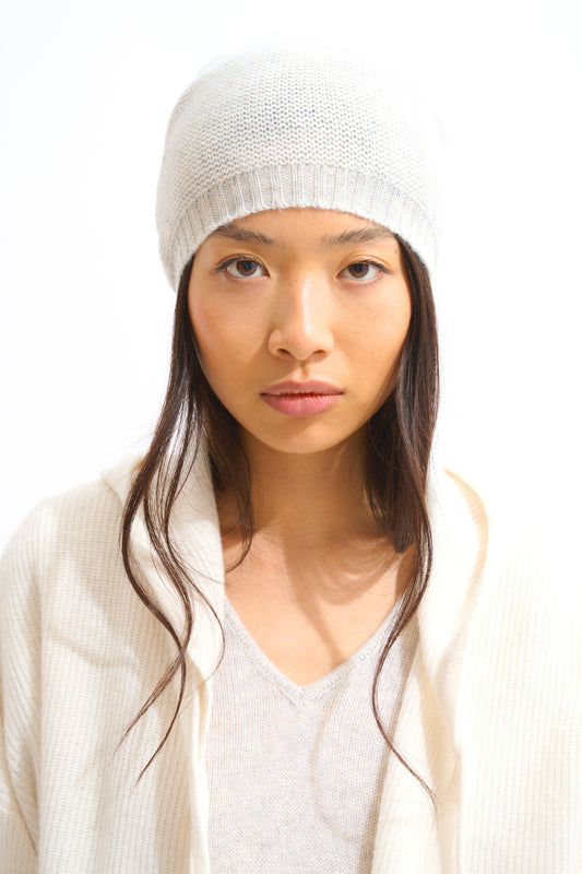 stefana bonnet 4 fils gris perle chiné 100% cachemire