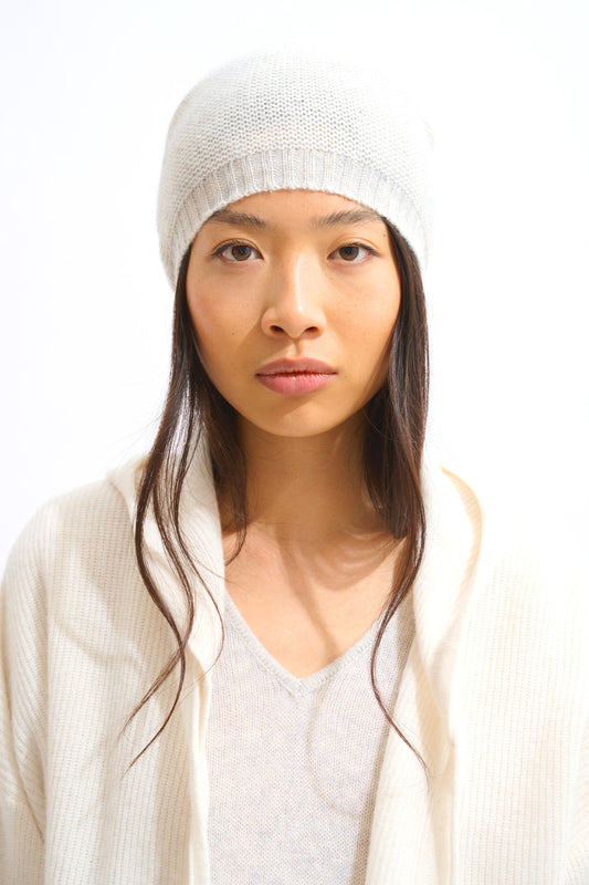 stefana bonnet 4 fils gris perle chiné 100% cachemire