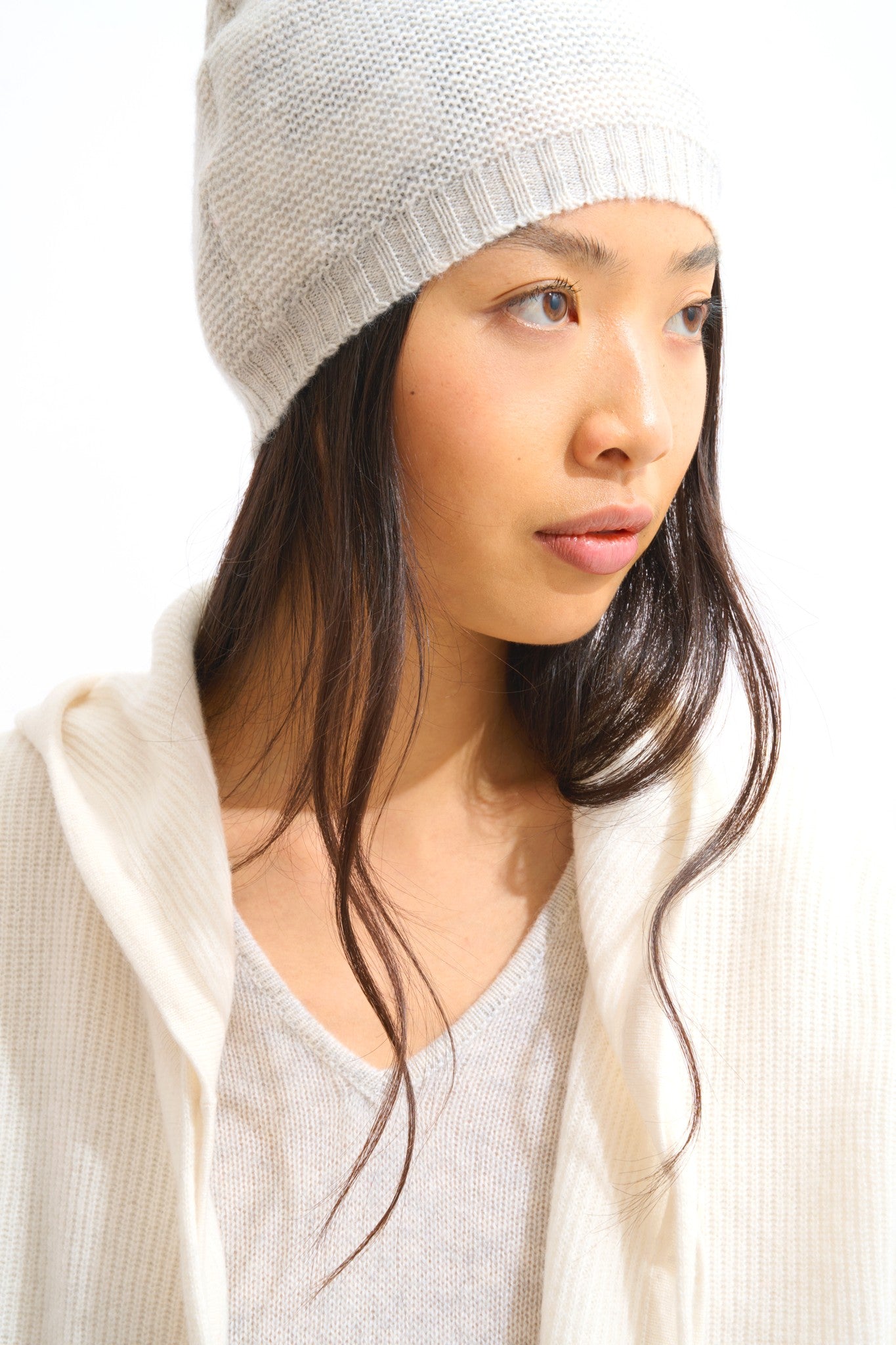 stefana bonnet 4 fils gris perle chiné 100% cachemire