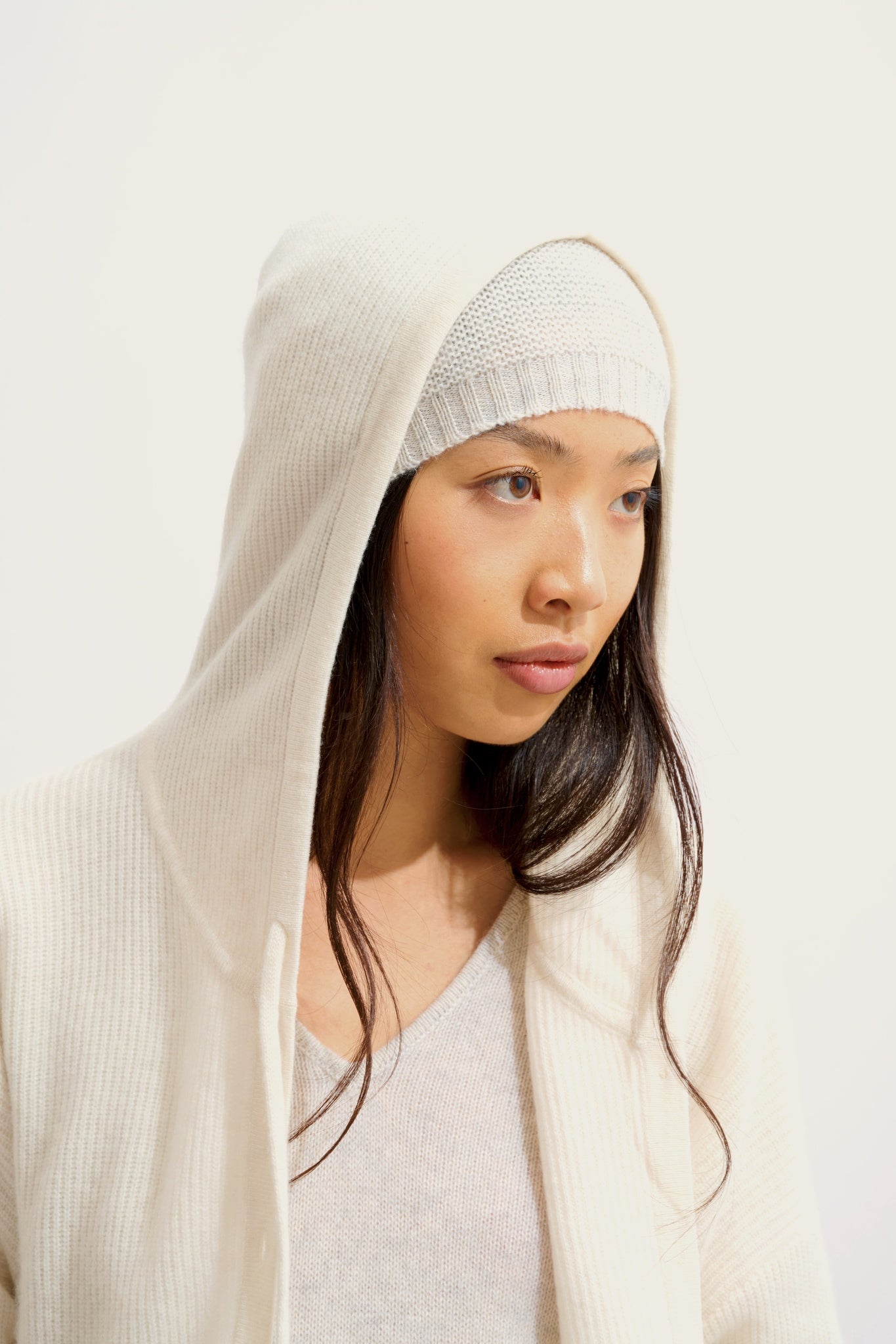 STEFANA bonnet 4 fils gris perle chiné 100% cachemire