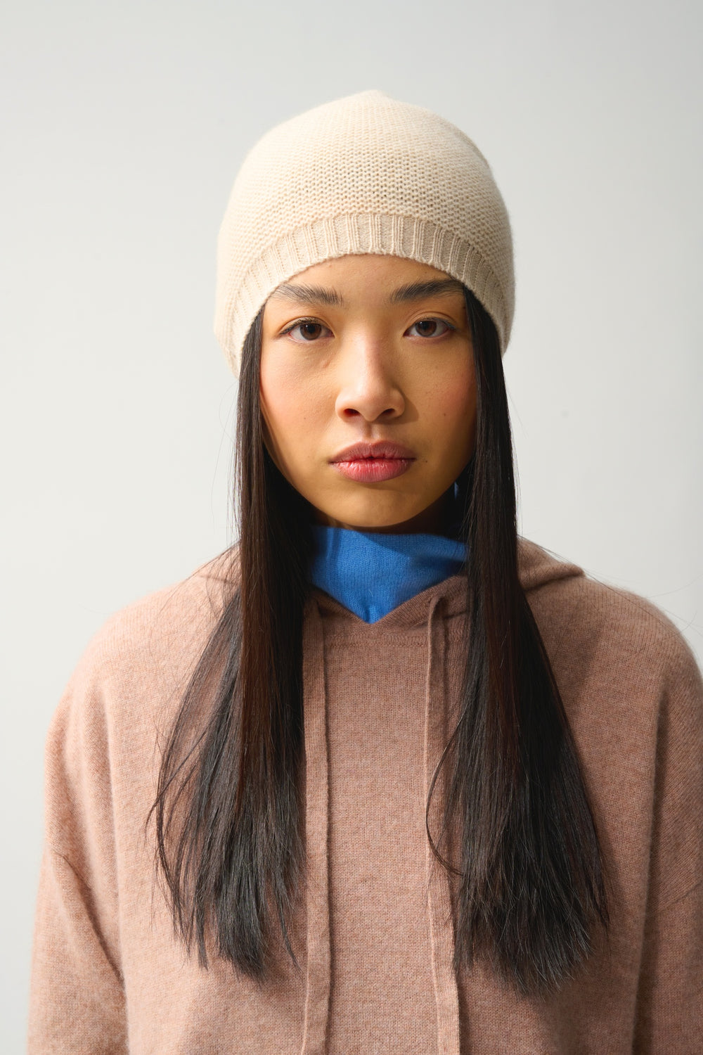 STEFANA bonnet 4 fils sable 100% cachemire