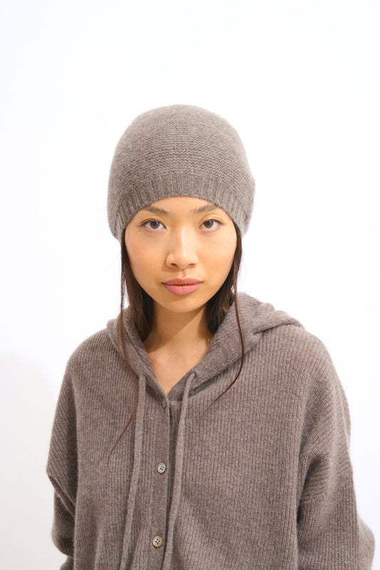 stefana bonnet 4 fils taupe chiné 100% cachemire