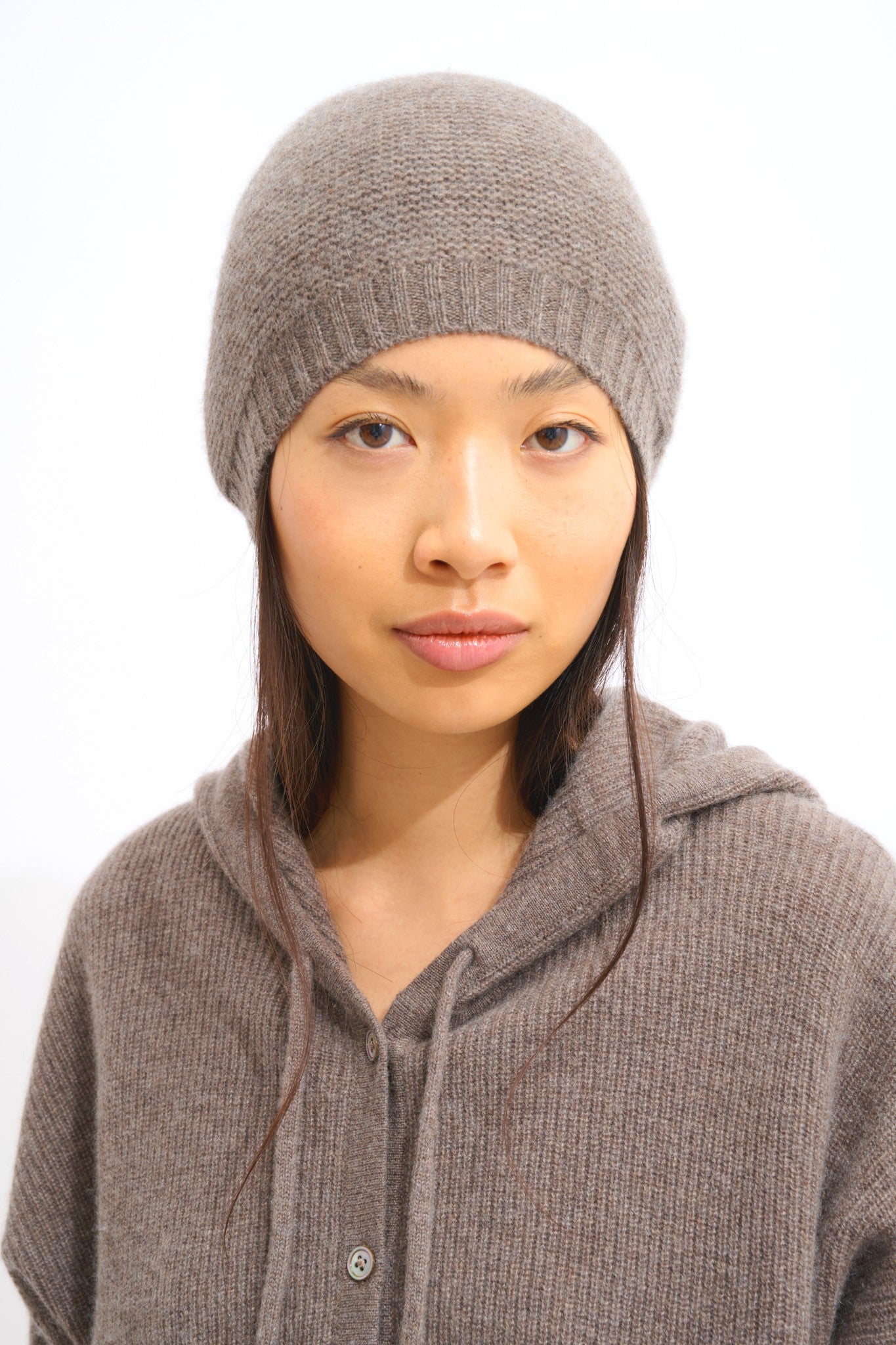 stefana bonnet 4 fils taupe chiné 100% cachemire