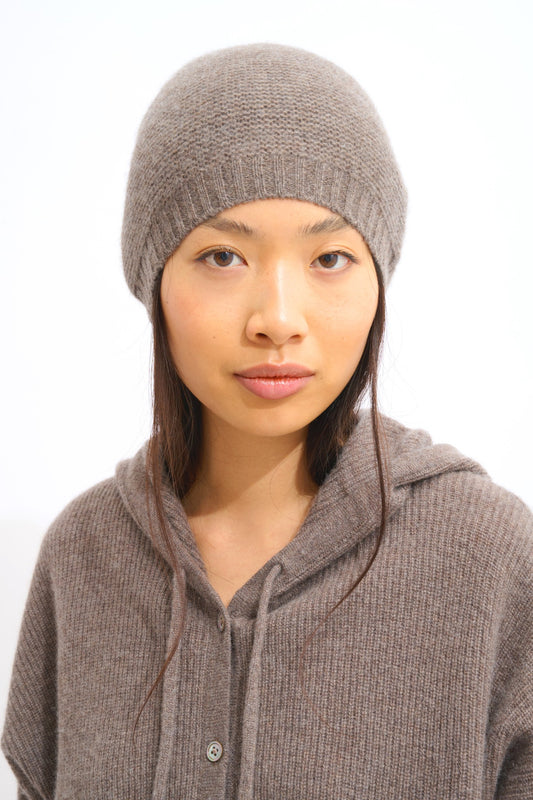 stefana bonnet 4 fils taupe chiné 100% cachemire