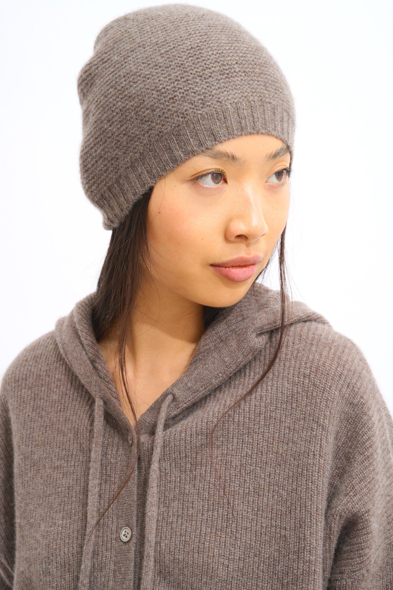 stefana bonnet 4 fils taupe chiné 100% cachemire