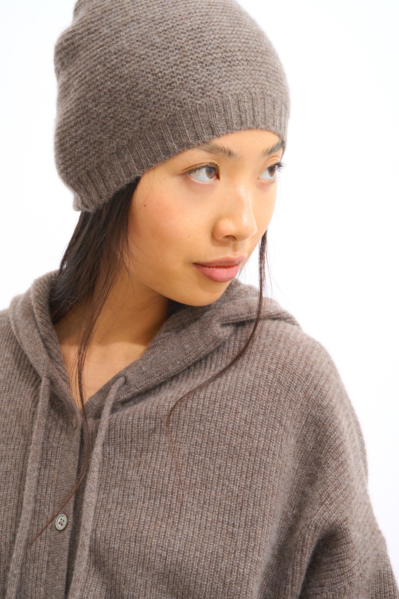 stefana bonnet 4 fils taupe chiné 100% cachemire