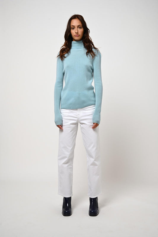 SUZIE aqua turtleneck sweater 100% cashmere