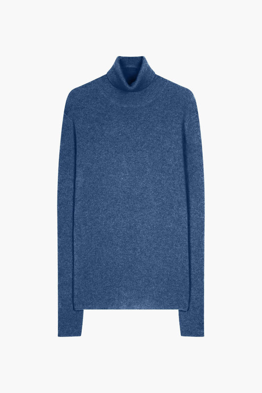 SUZIE Rollkragenpullover in Denimblau aus 100% Kaschmir
