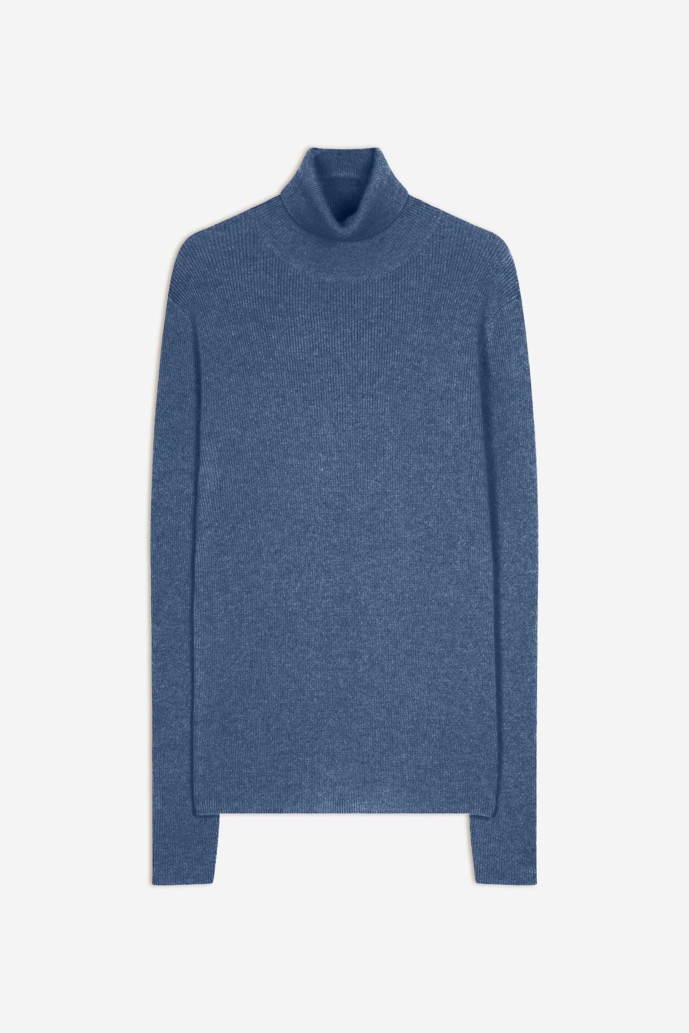 suzie pull col roulé bleu denim 100% cachemire