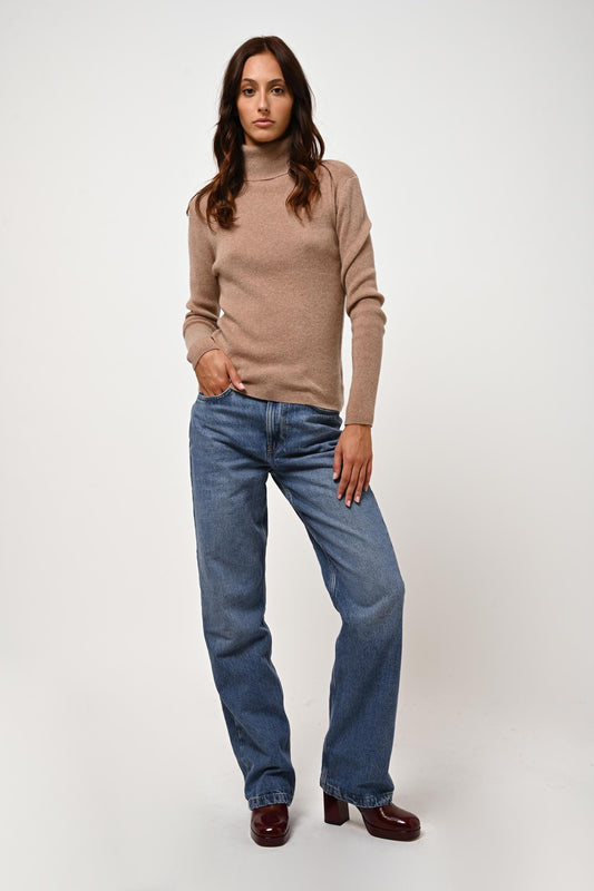 SUZIE turtleneck sweater camel mottled 100% cashmere