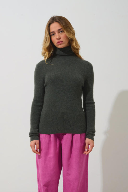 SUZIE Rollkragenpullover khaki meliert 100% Kaschmir