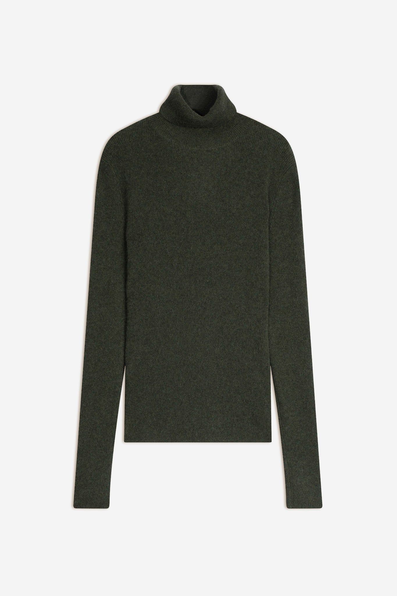 suzie pull col roulé kaki chiné 100% cachemire