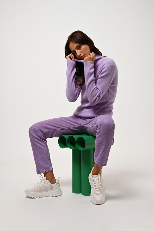 SUZIE mauve turtleneck sweater 100% cashmere
