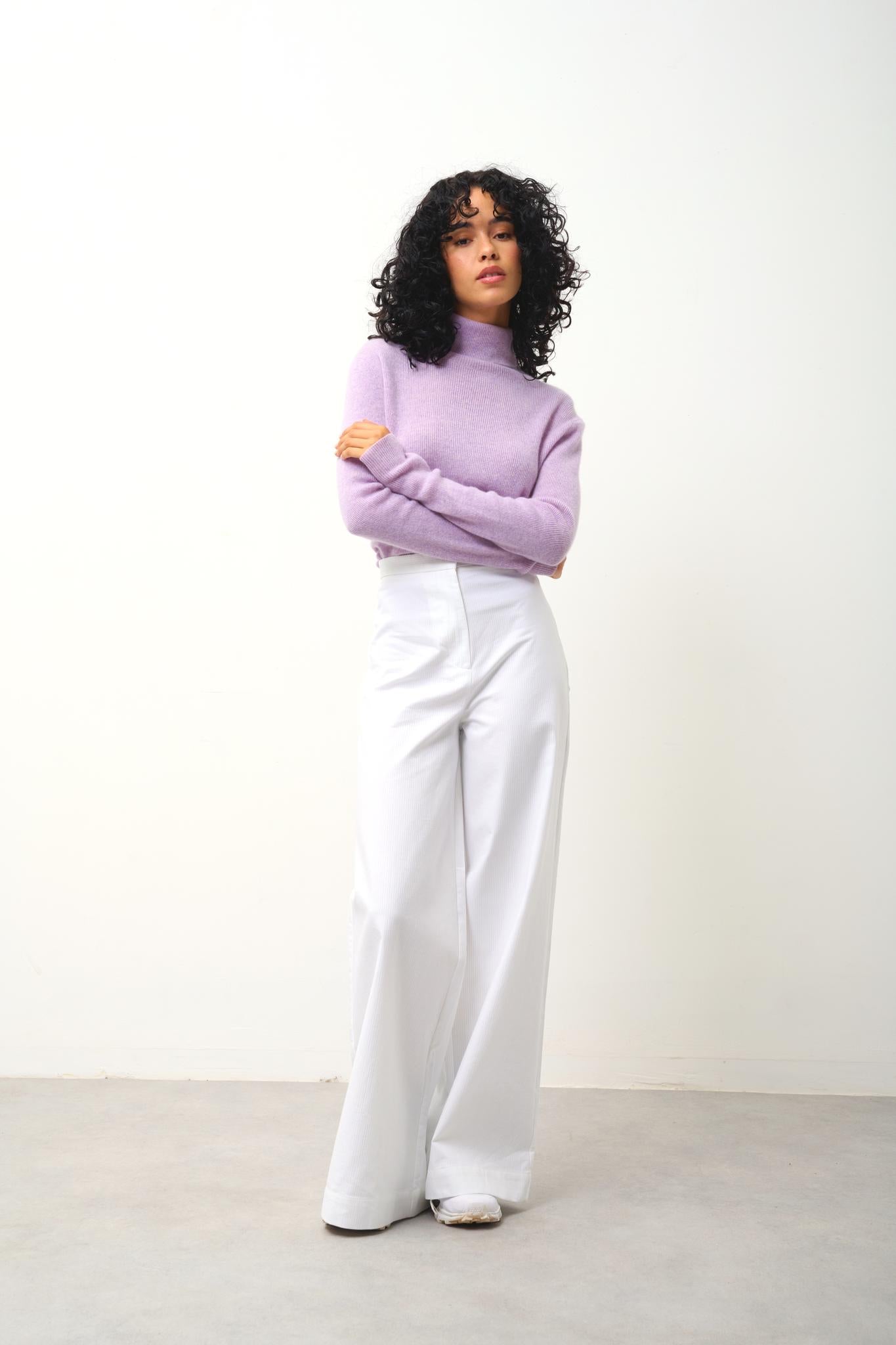 SUZIE Rollkragenpullover mauve meliert 100% Kaschmir