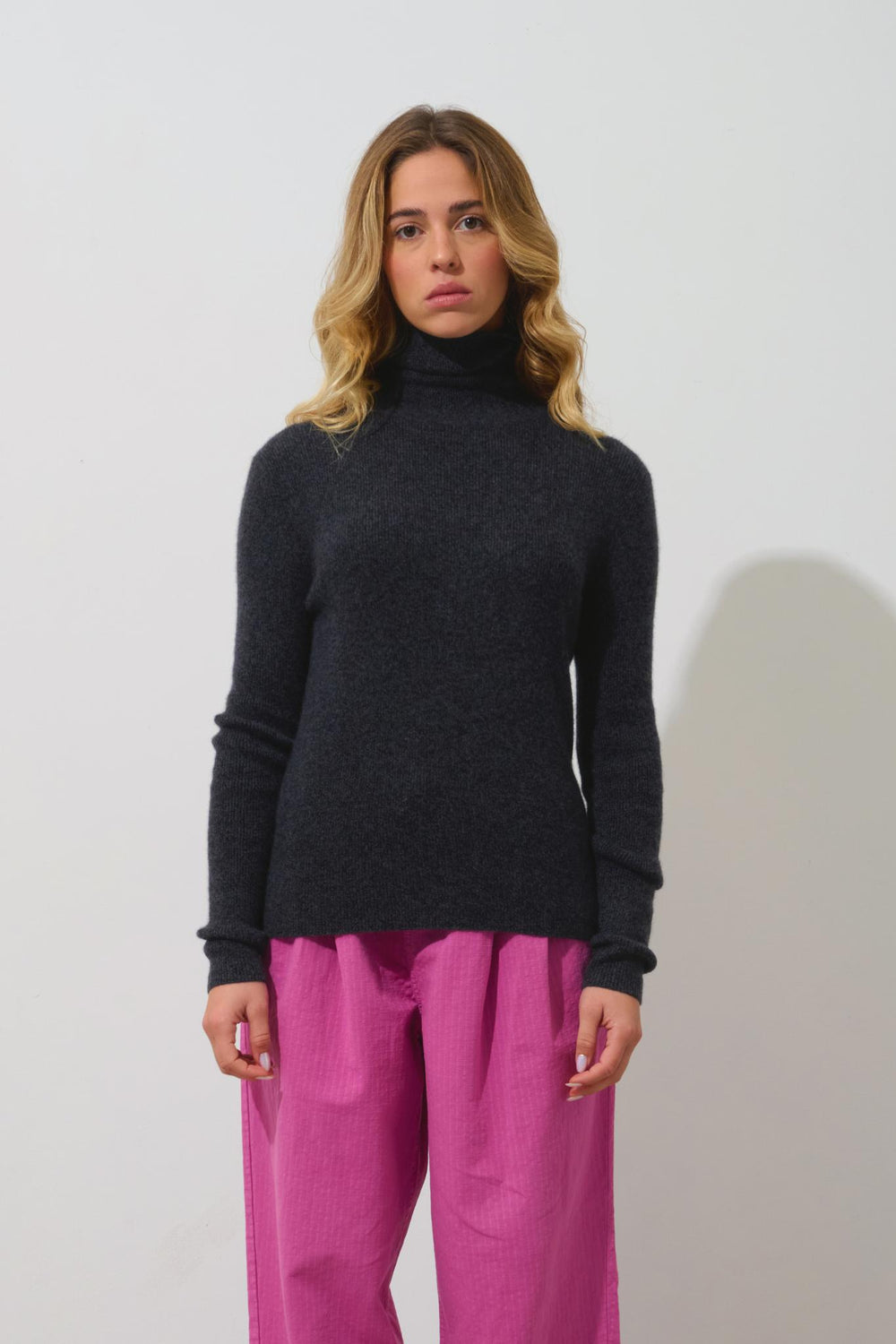 SUZIE Rollkragenpullover schwarz meliert 100% Kaschmir