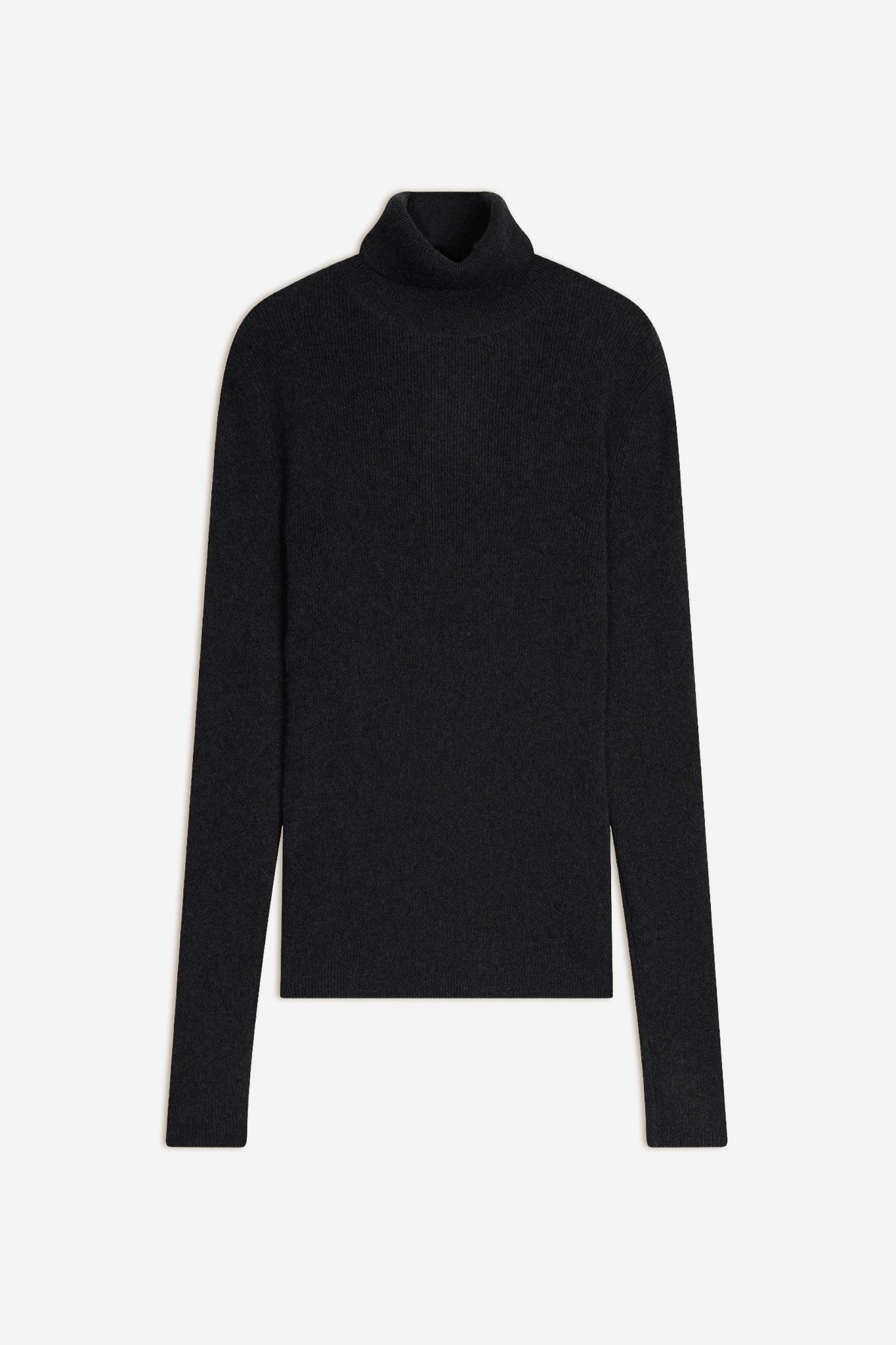 suzie pull col roulé noir chiné 100% cachemire