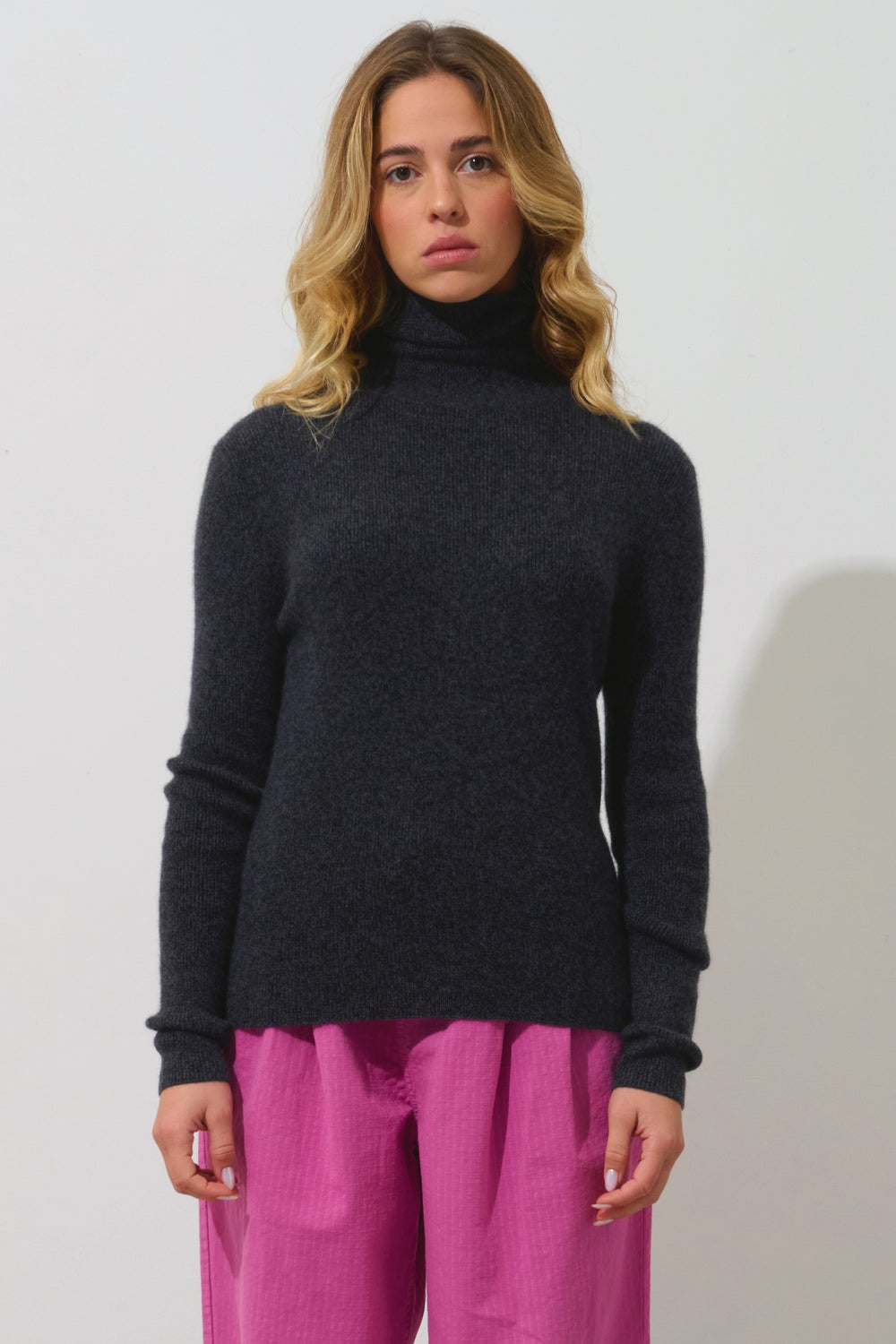 SUZIE Rollkragenpullover schwarz meliert 100% Kaschmir