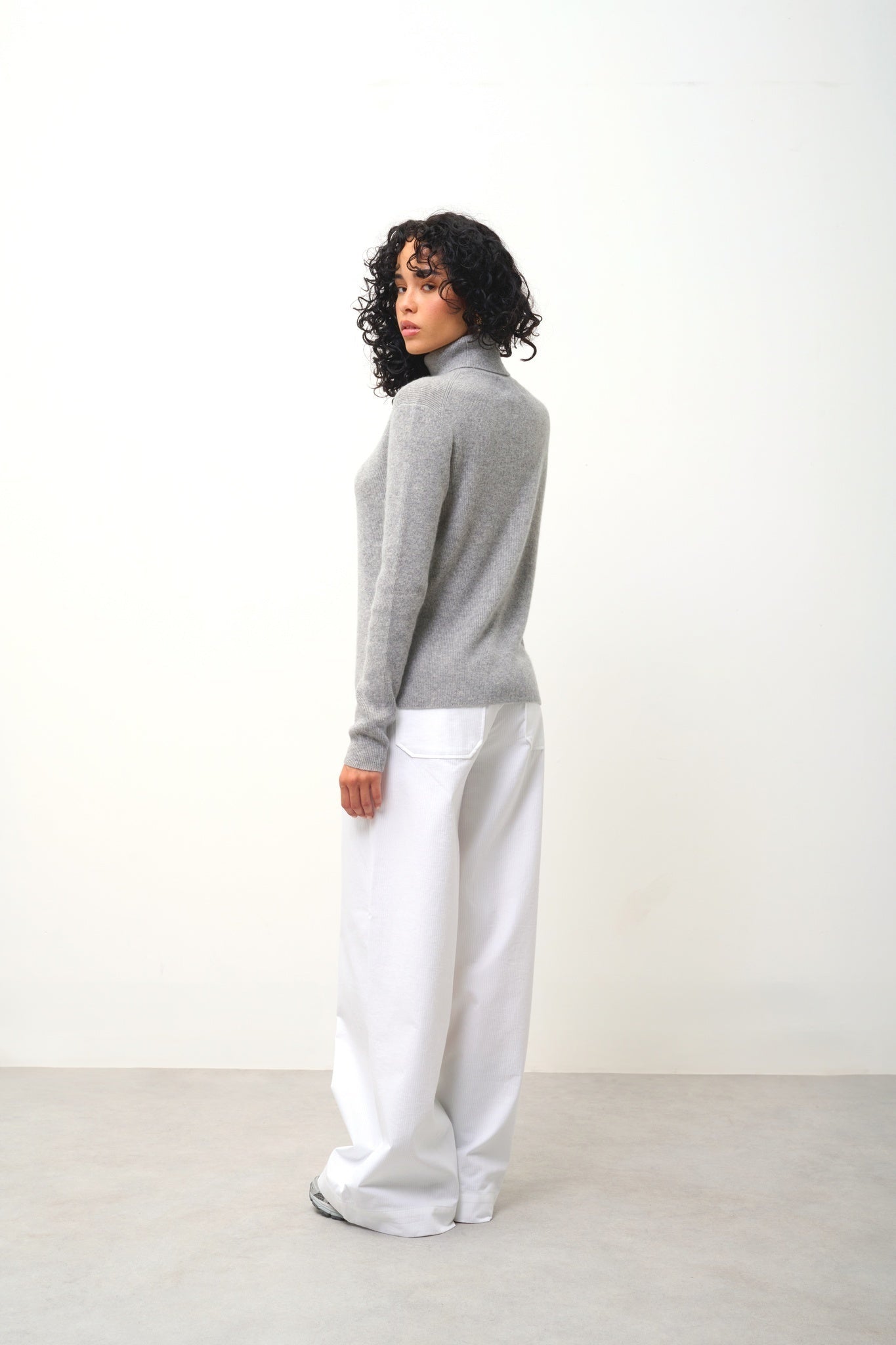 SUZIE pull col roulé nuage chiné 100% cachemire