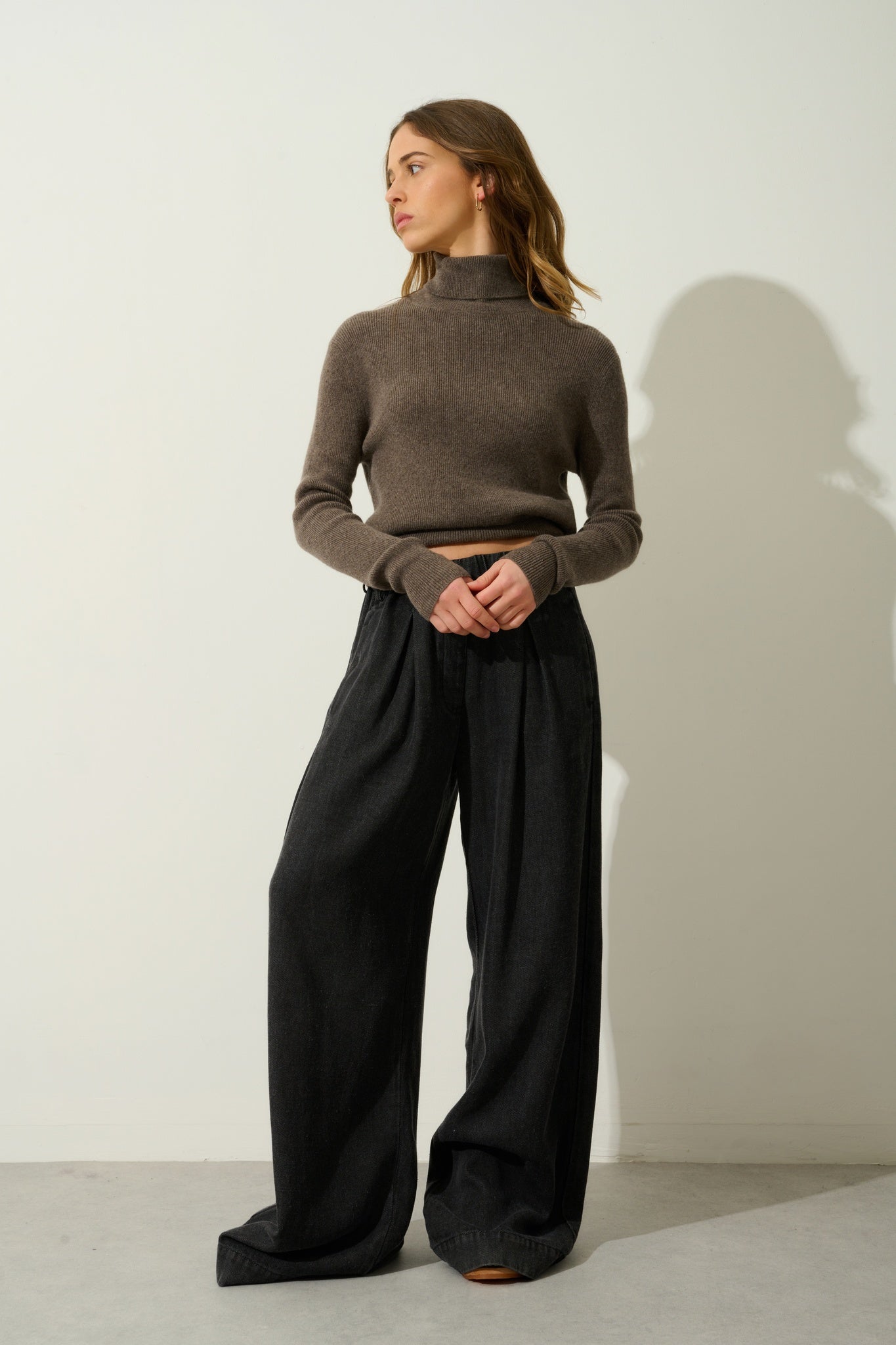 SUZIE Taupe Heather Rollkragenpullover 100% Kaschmir