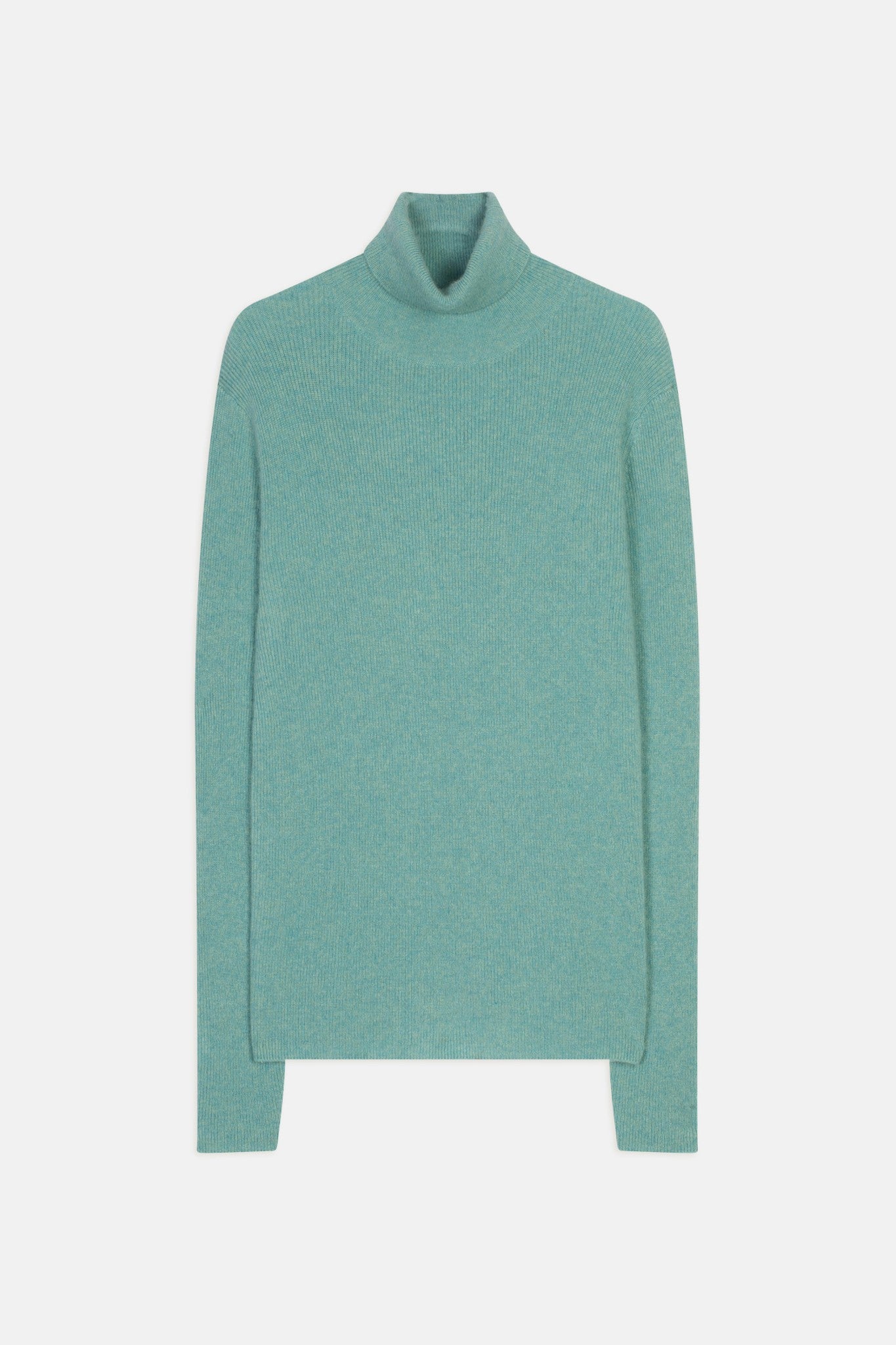 suzie pull col roulé vert chiné 100% cachemire