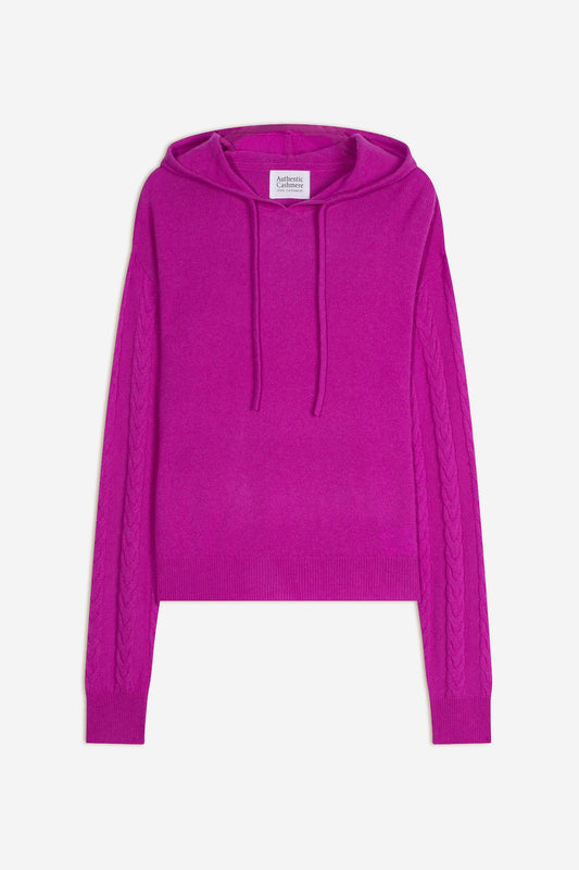 svalinna pull capuche violet fluo 100% cachemire