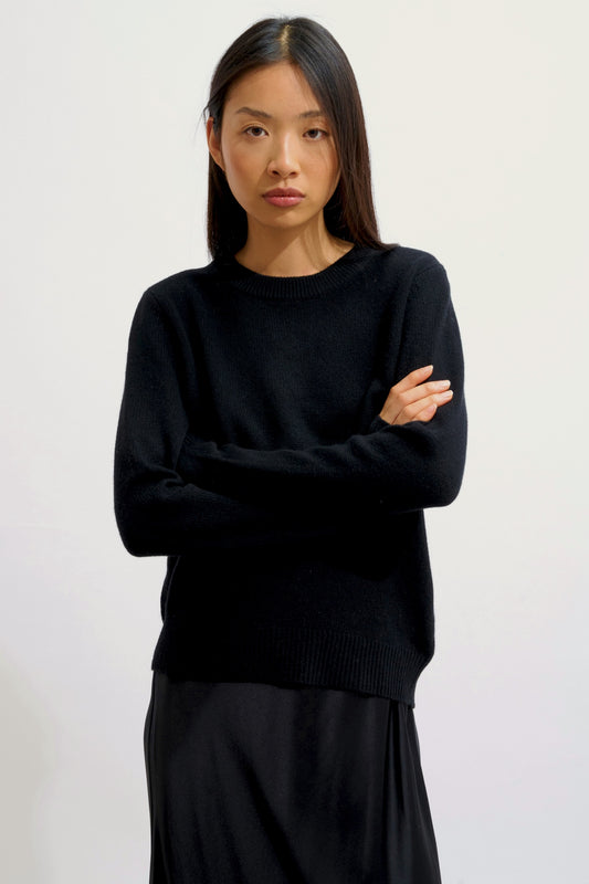 SYLOR pull col rond 4 fils noir 100% cachemire