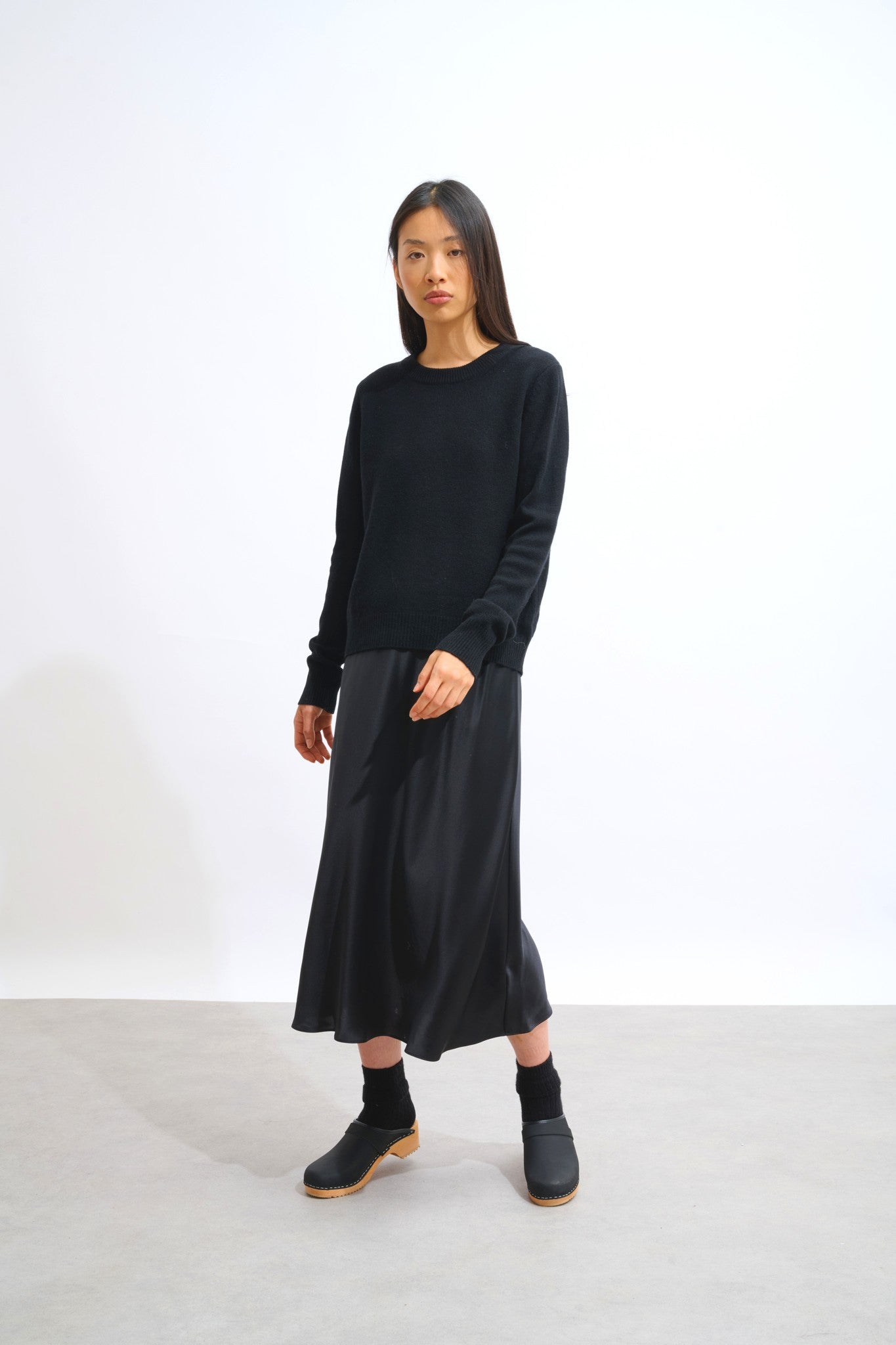 sylor pull col rond 4 fils noir 100% cachemire